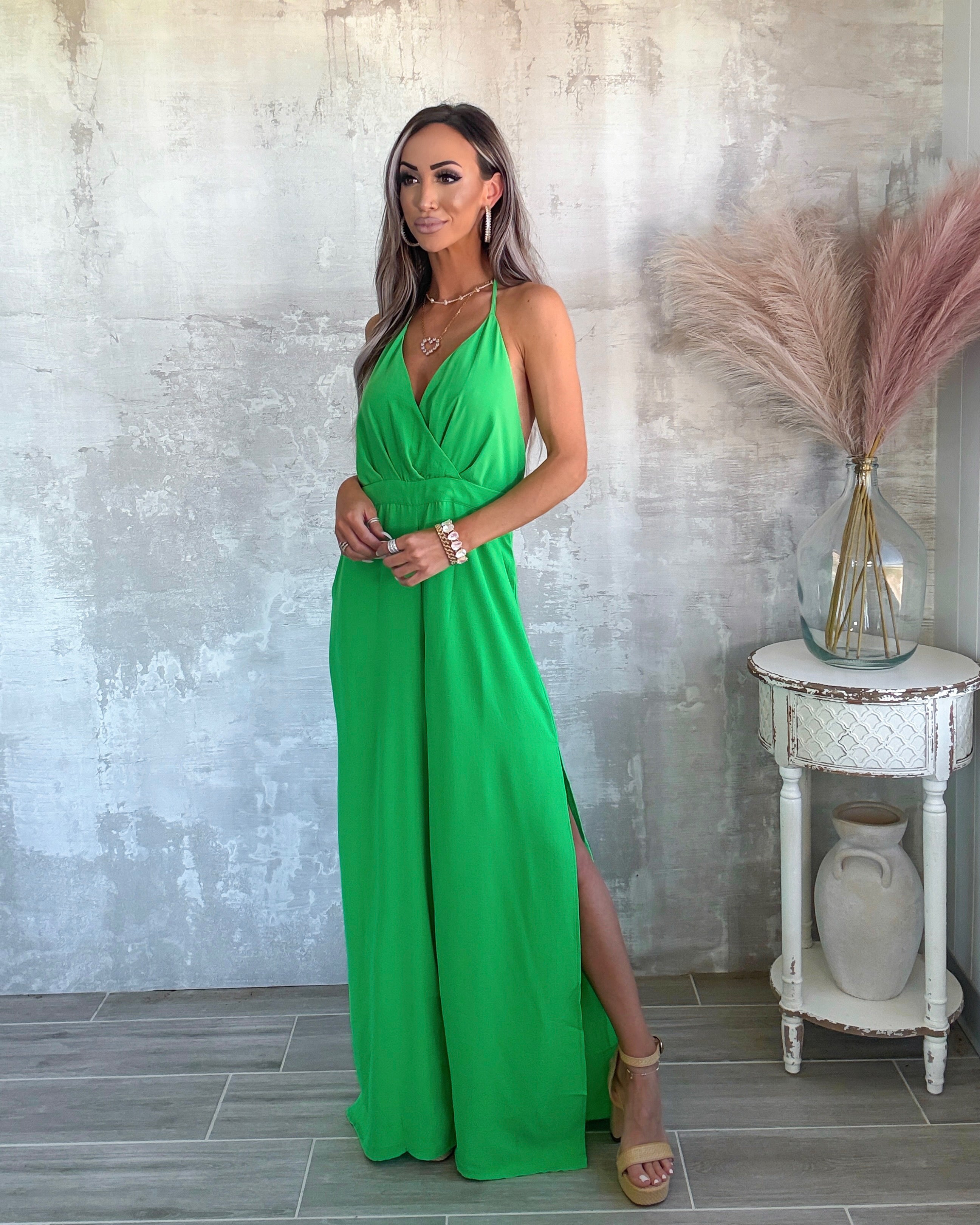 Capri Coast Wide Leg Jumpsuit - Green