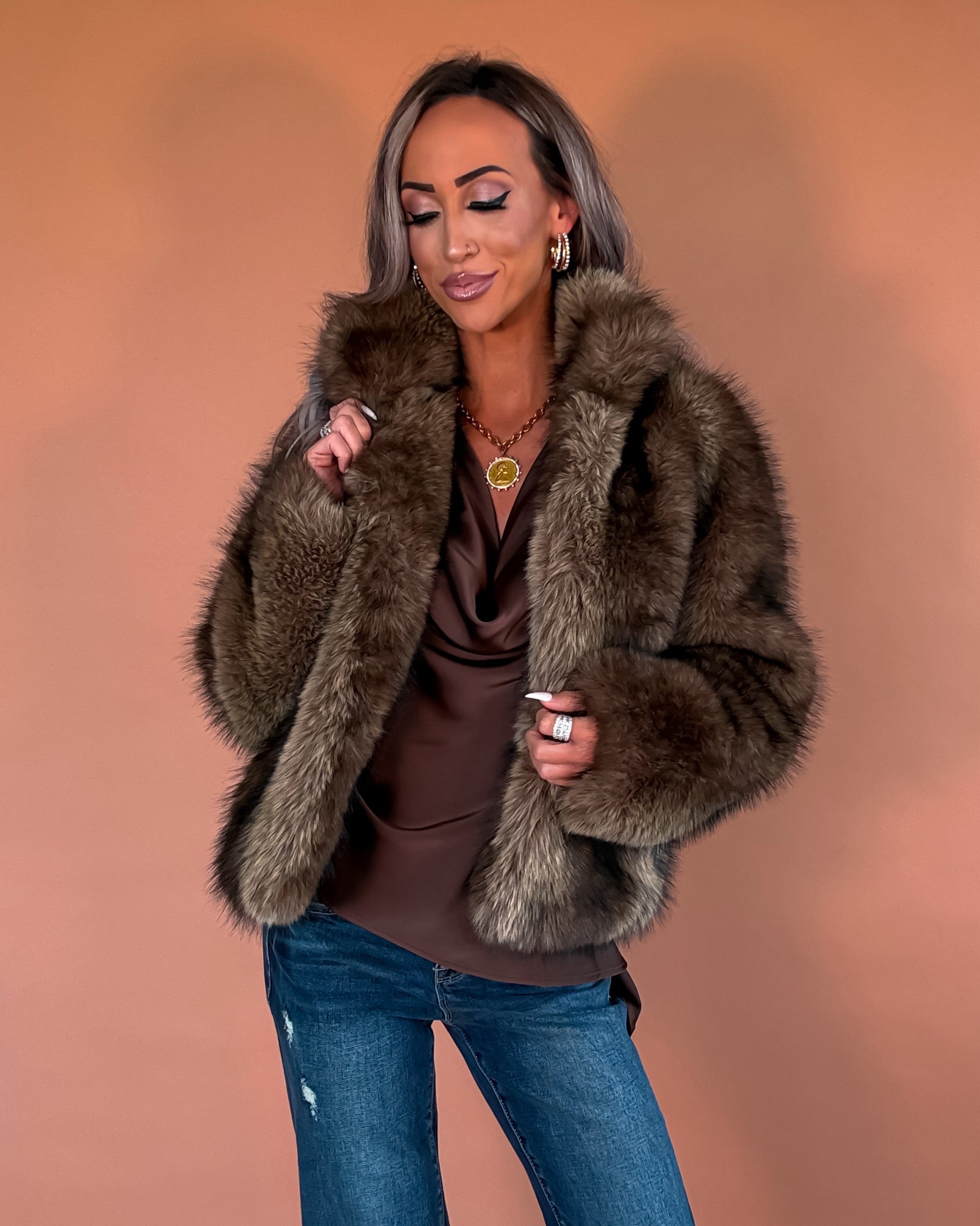Sandy Dunes Darling Faux Fur Cropped Jacket