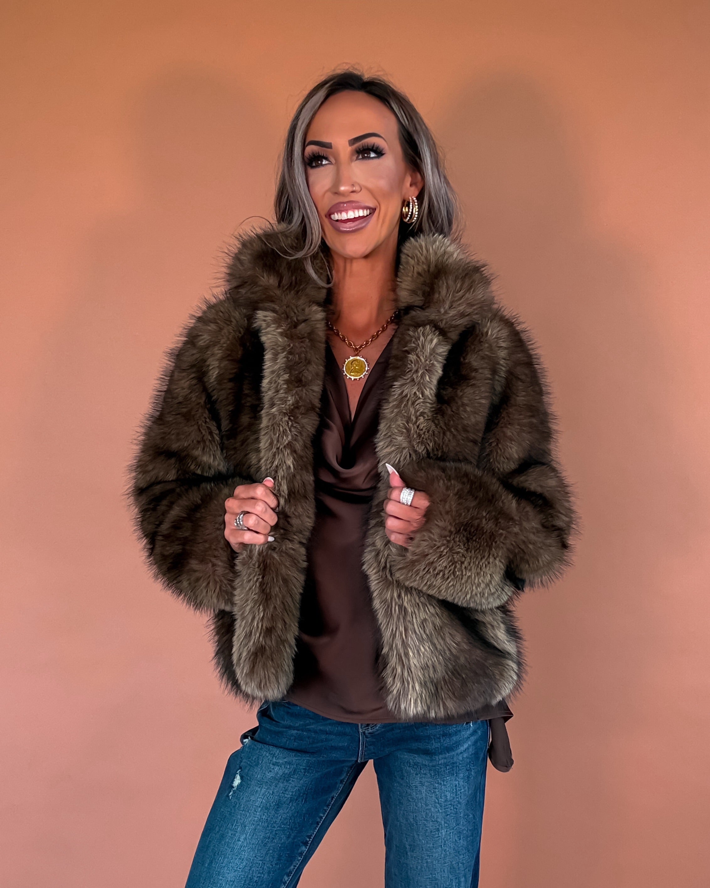 Sandy Dunes Darling Faux Fur Cropped Jacket