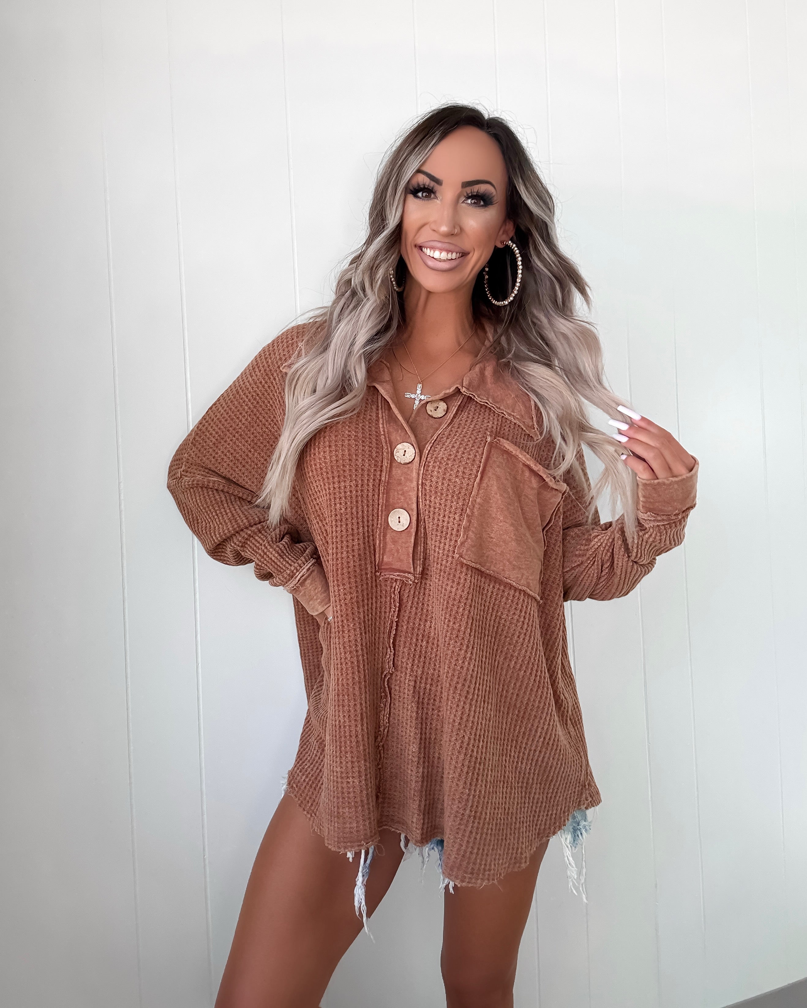 Mineral Muse Waffle Tunic - Camel