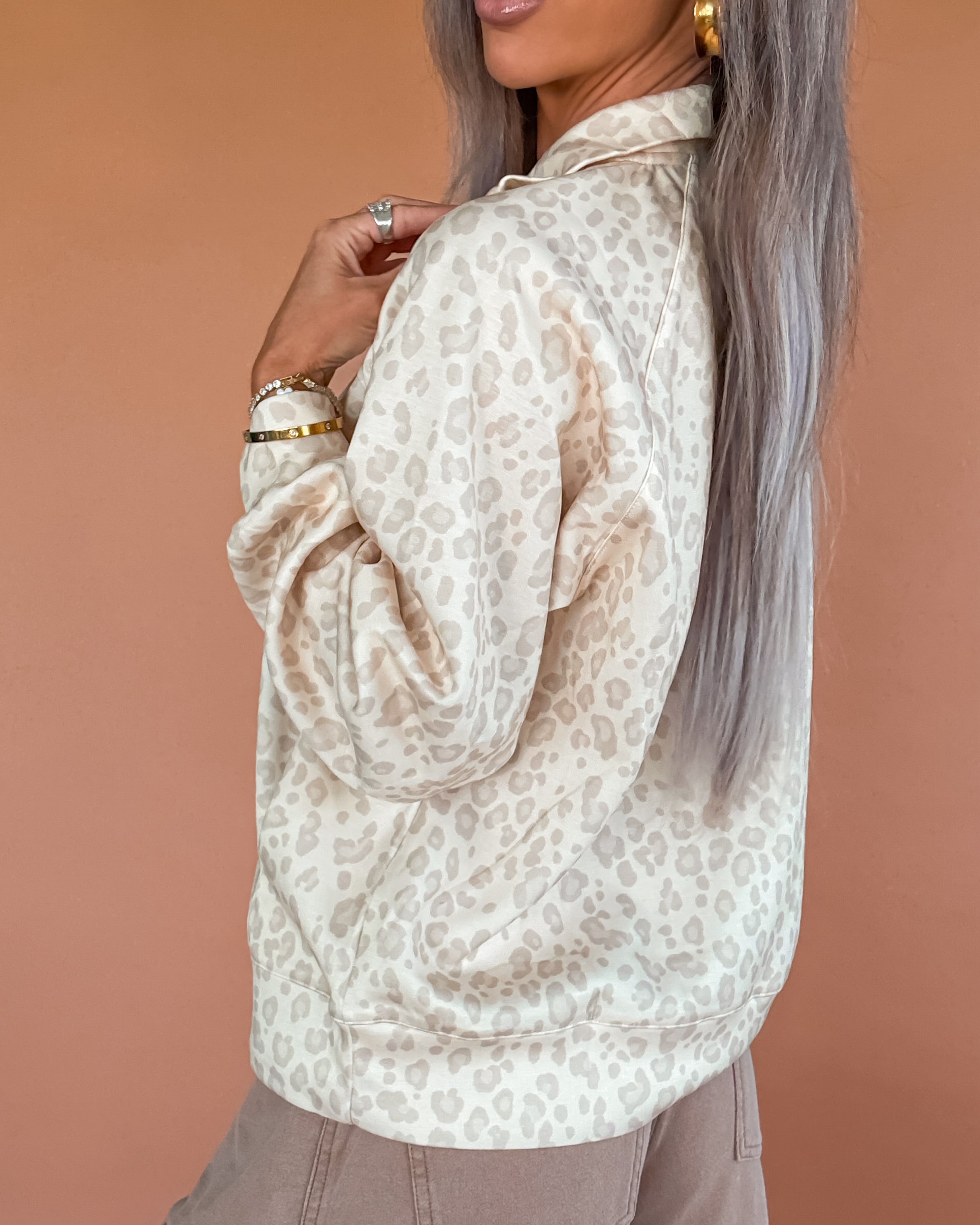 Spotted Sweetheart Quarter-Zip Pullover - Leopard