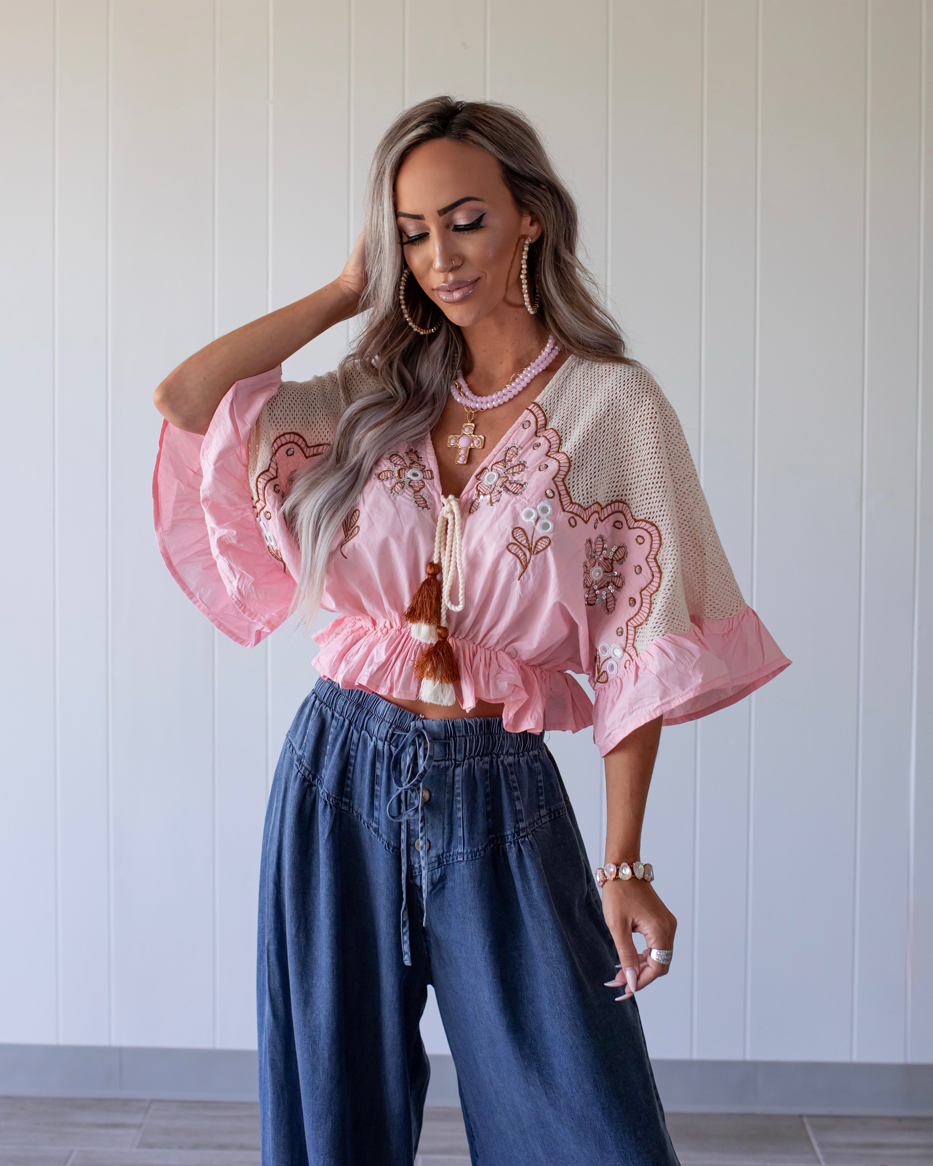 Tropicana Tassel Crop Top - Pink