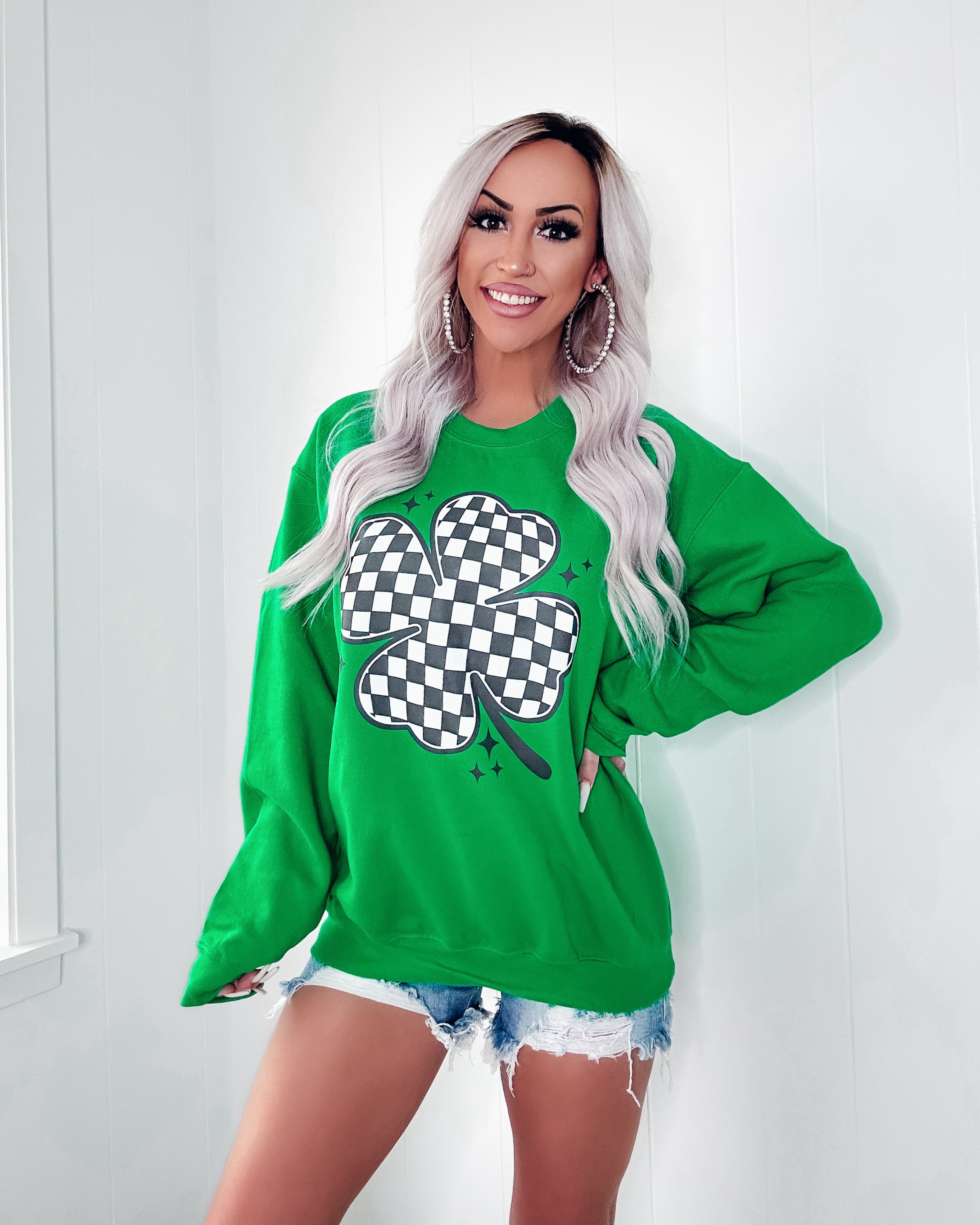 Luck Of The Irish Checkered Clover Sweatshirt