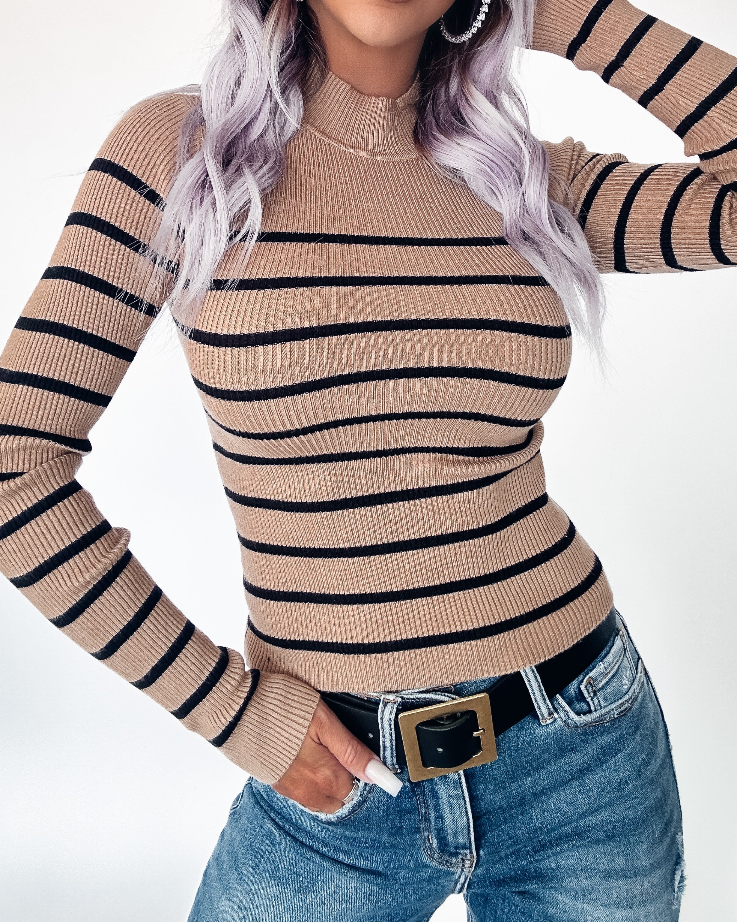Serenity Striped Sweater- Khaki