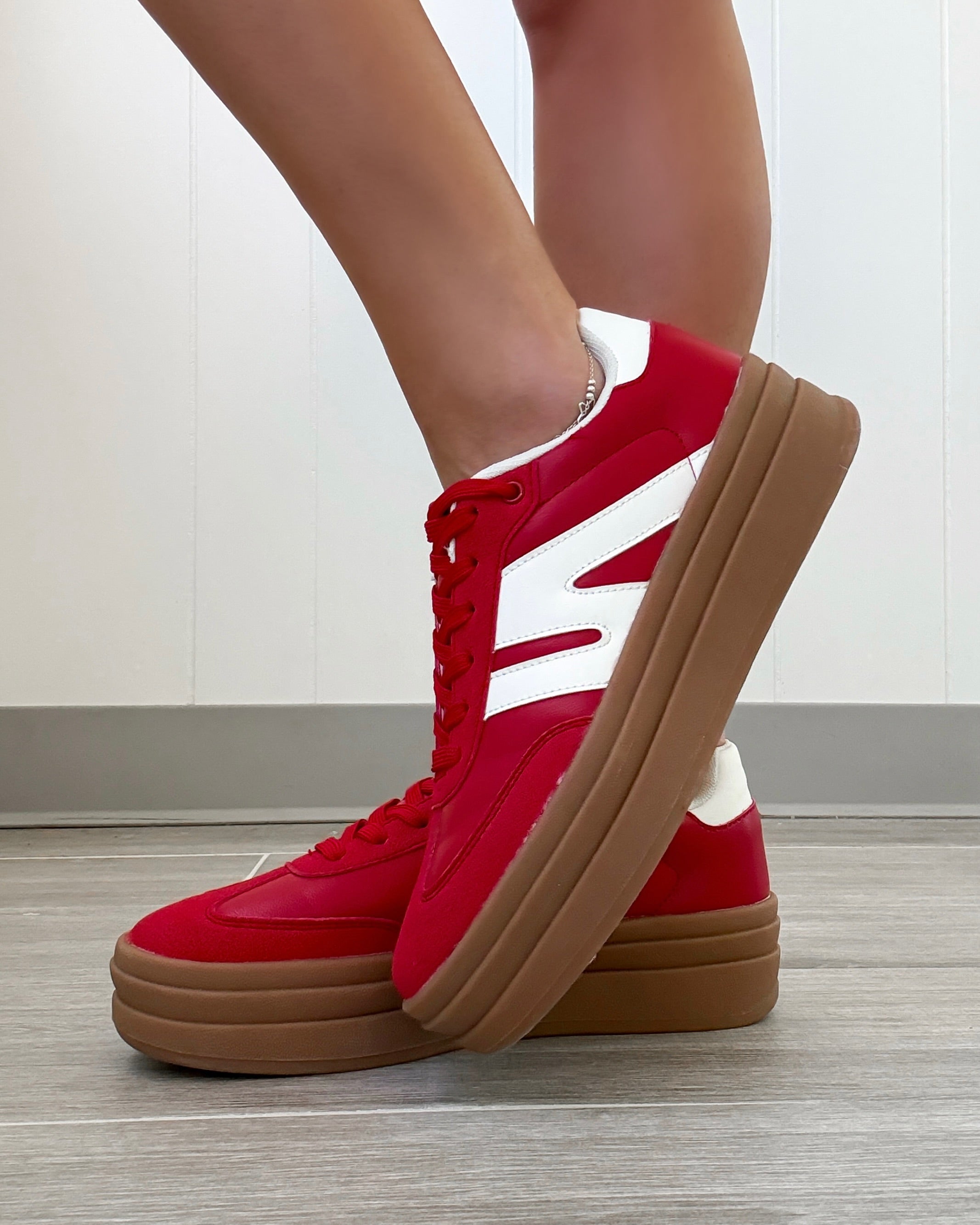 Freedom Kicks Platform Sneakers Red/White Bar T Boutique LLC