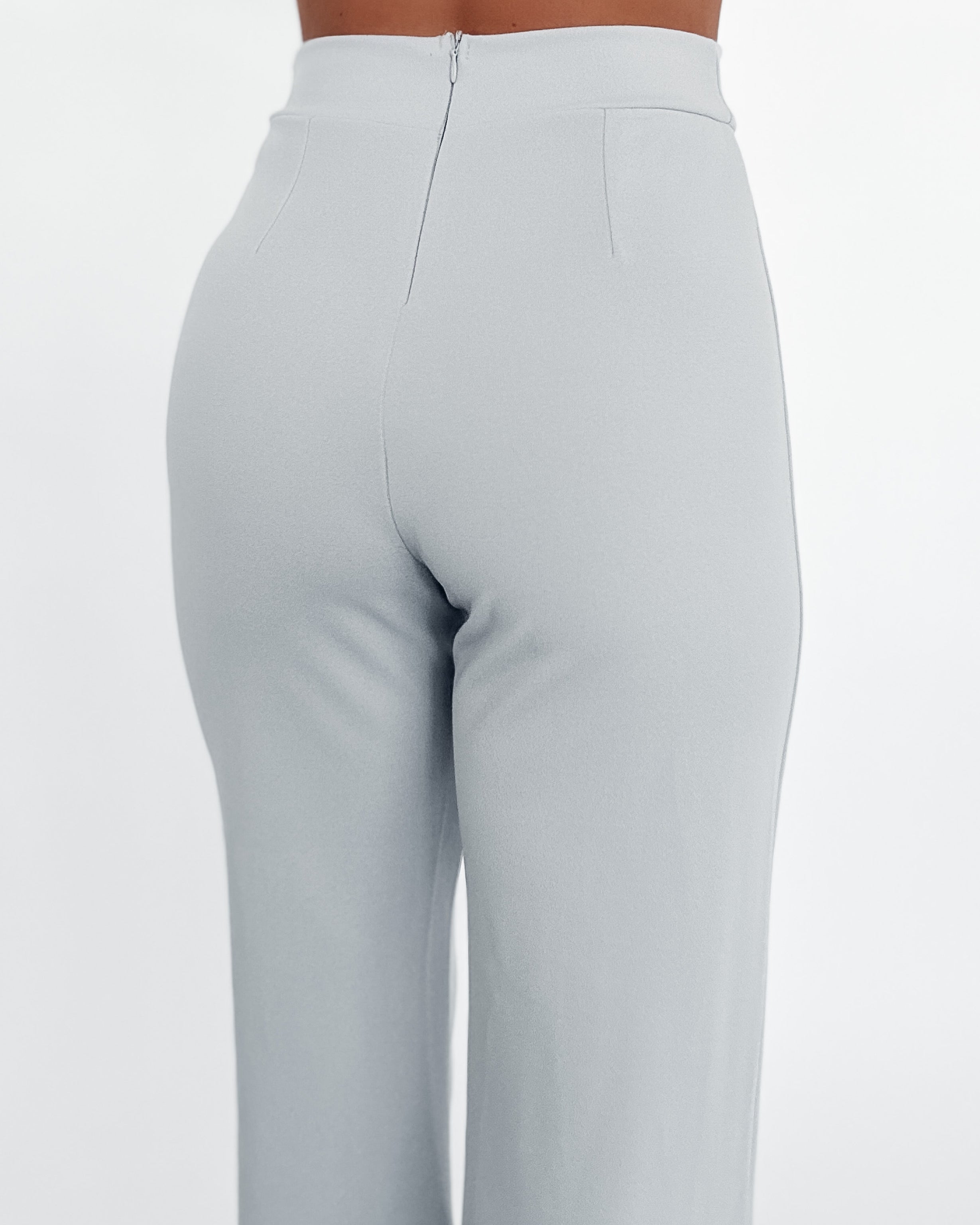 Business Or Pleasure Pleated Flare Pants - Grey