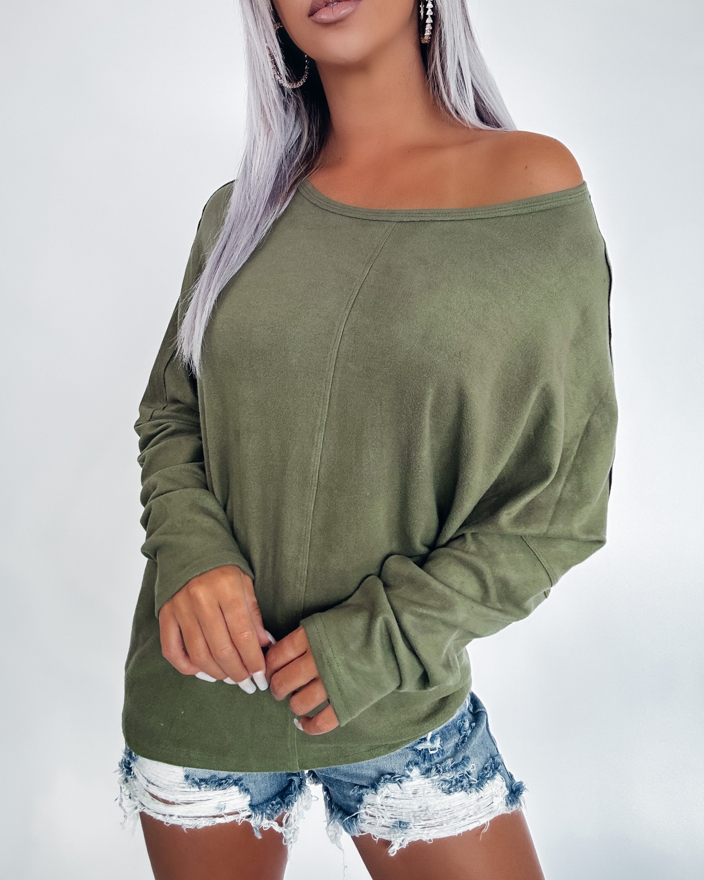 Hold Me Down Lightweight Sweater- Olive