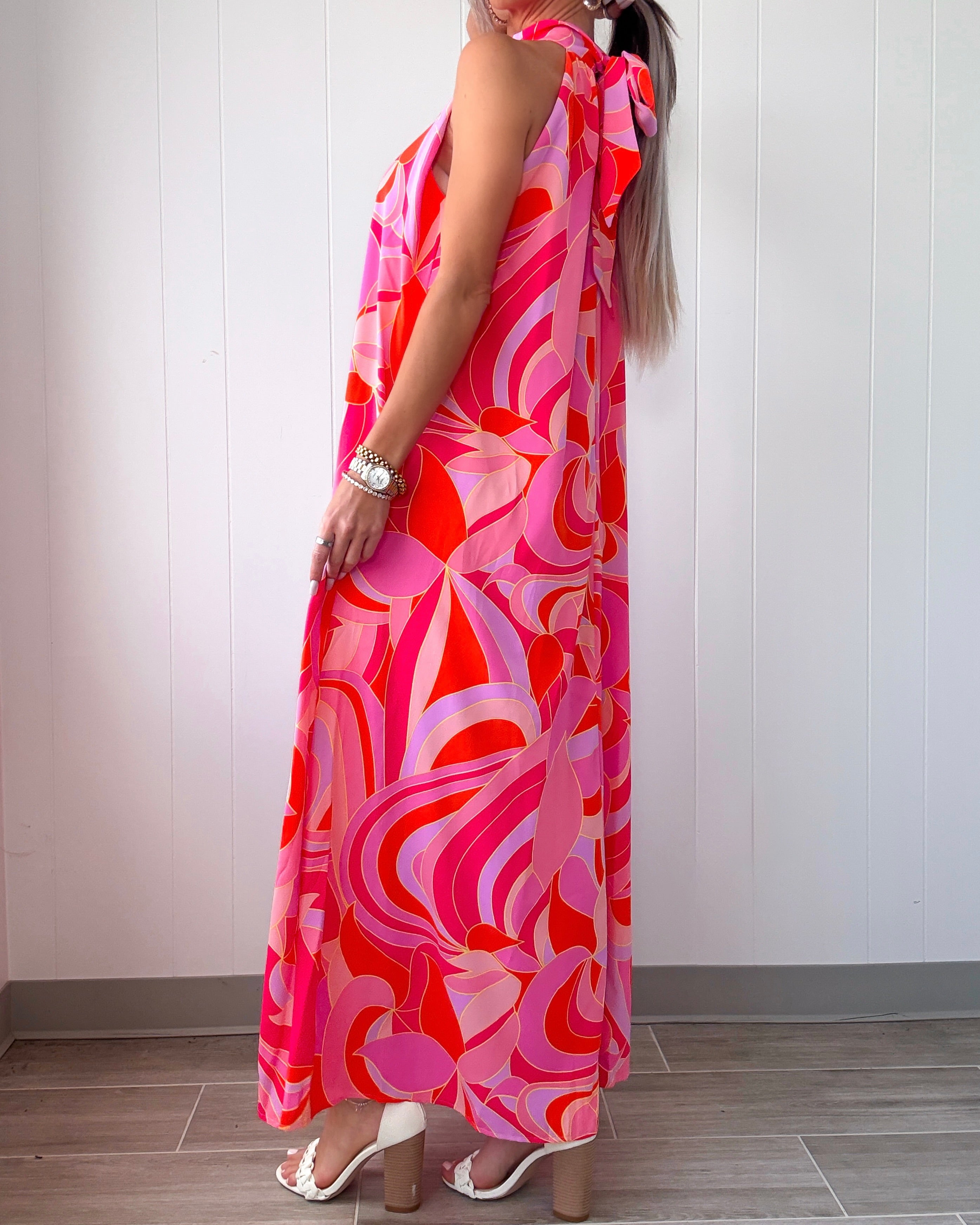 breezy maxi dress Lady Black Tie - Breezy Maxi Dress - Floral Blue Organza