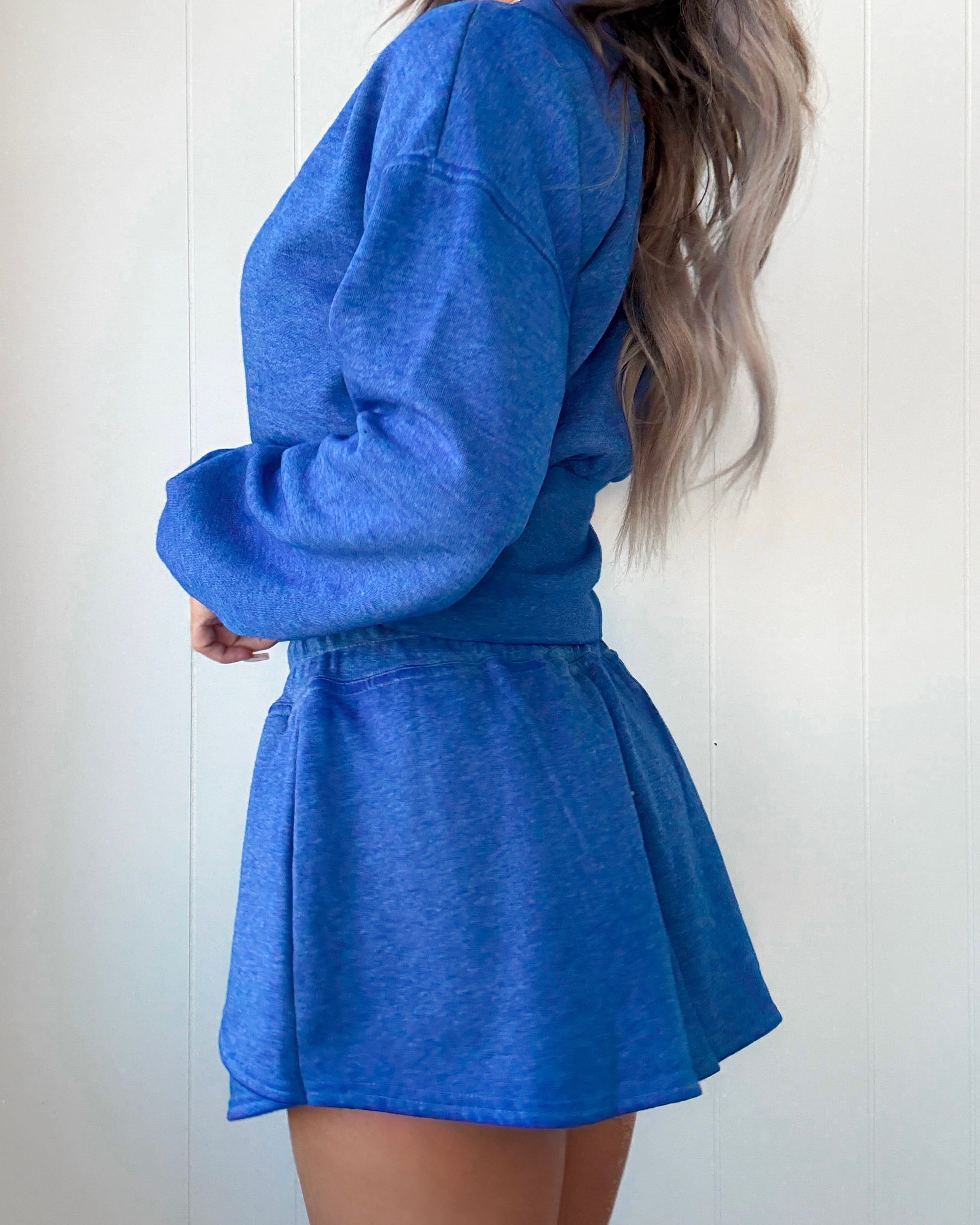 DOORBUSTER Burned Out Fleece Skort - Blue