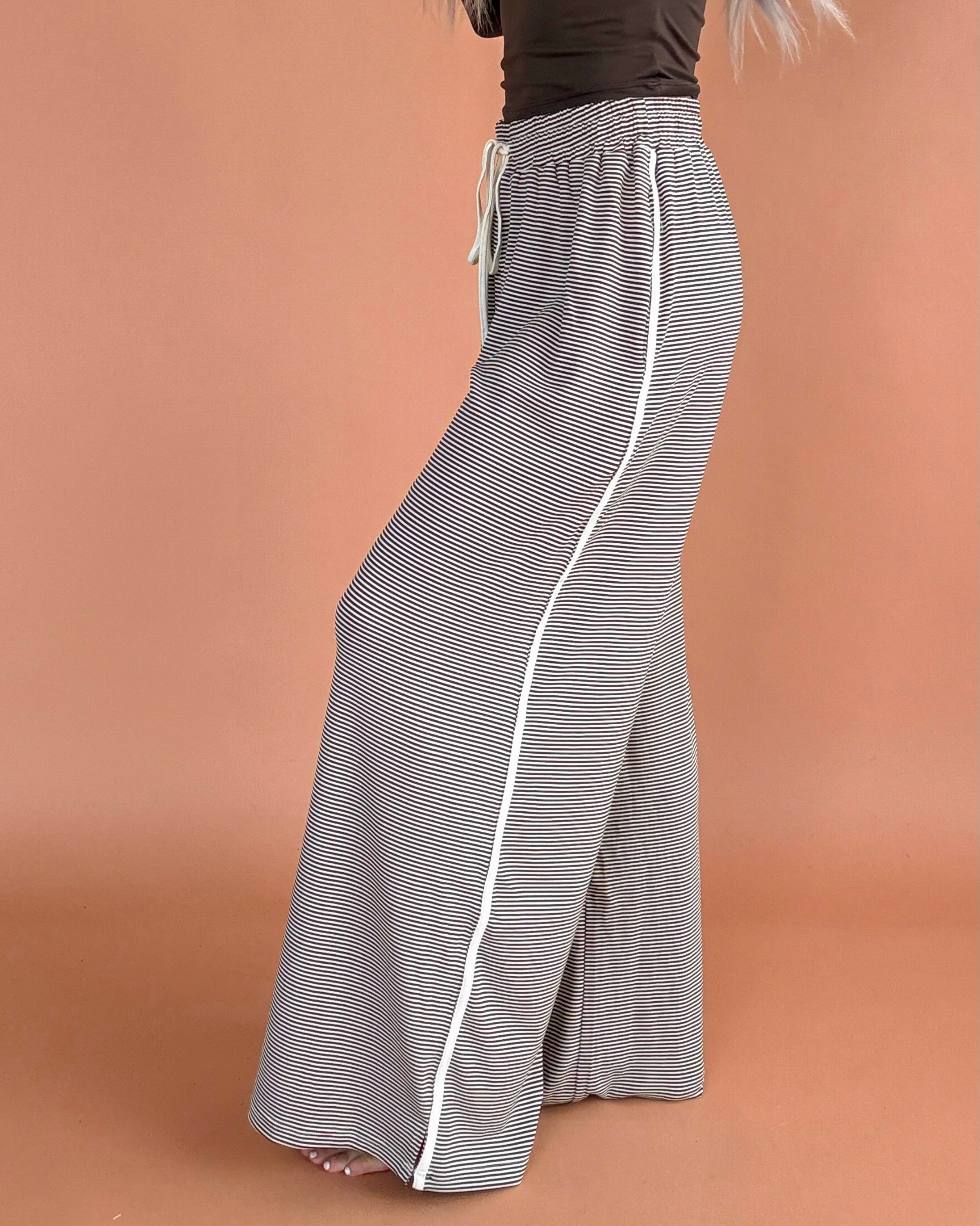 Sugarwood Striped Wide Leg Pants - Brown/Cream