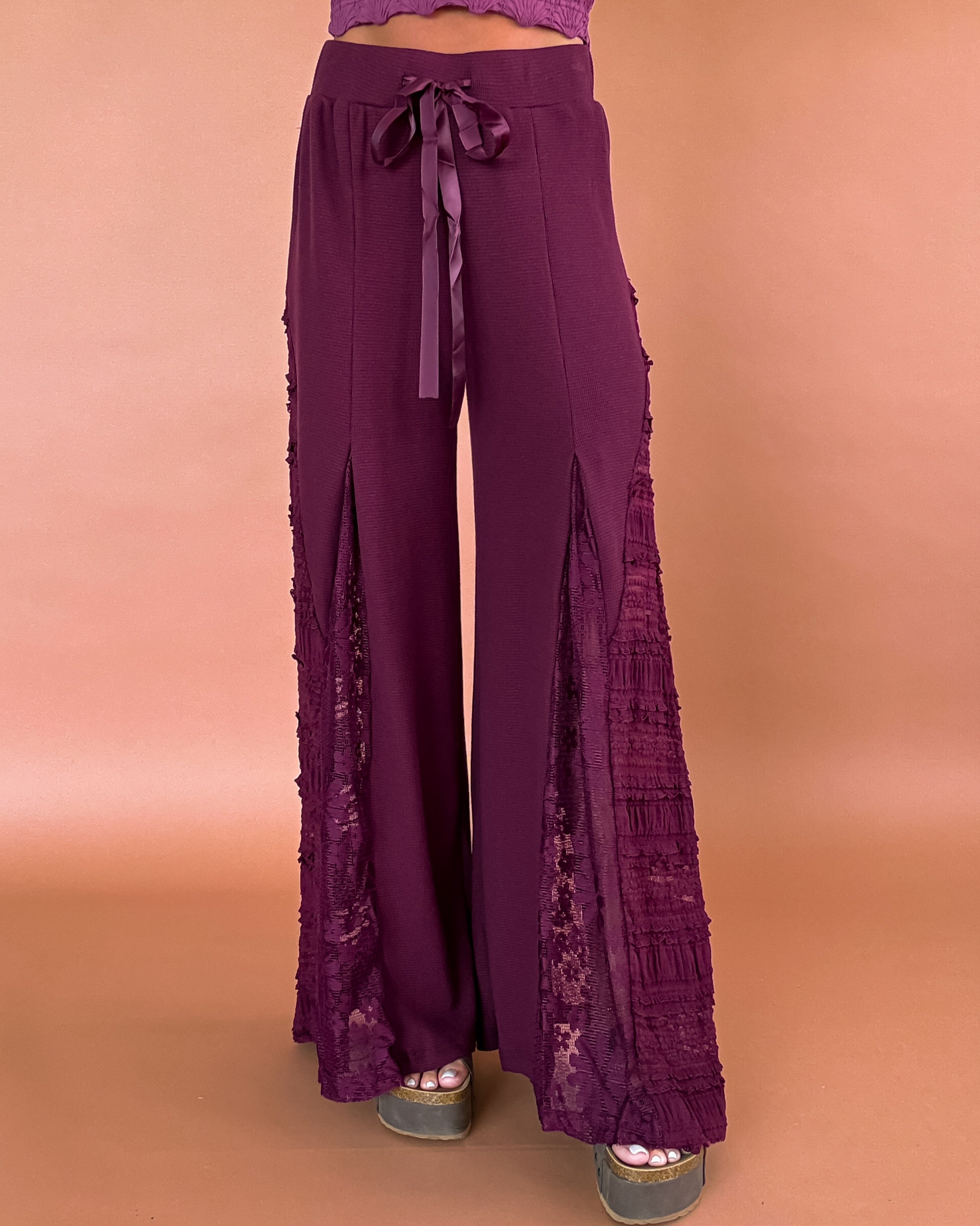 Paris Love Lace Pants - Burgundy
