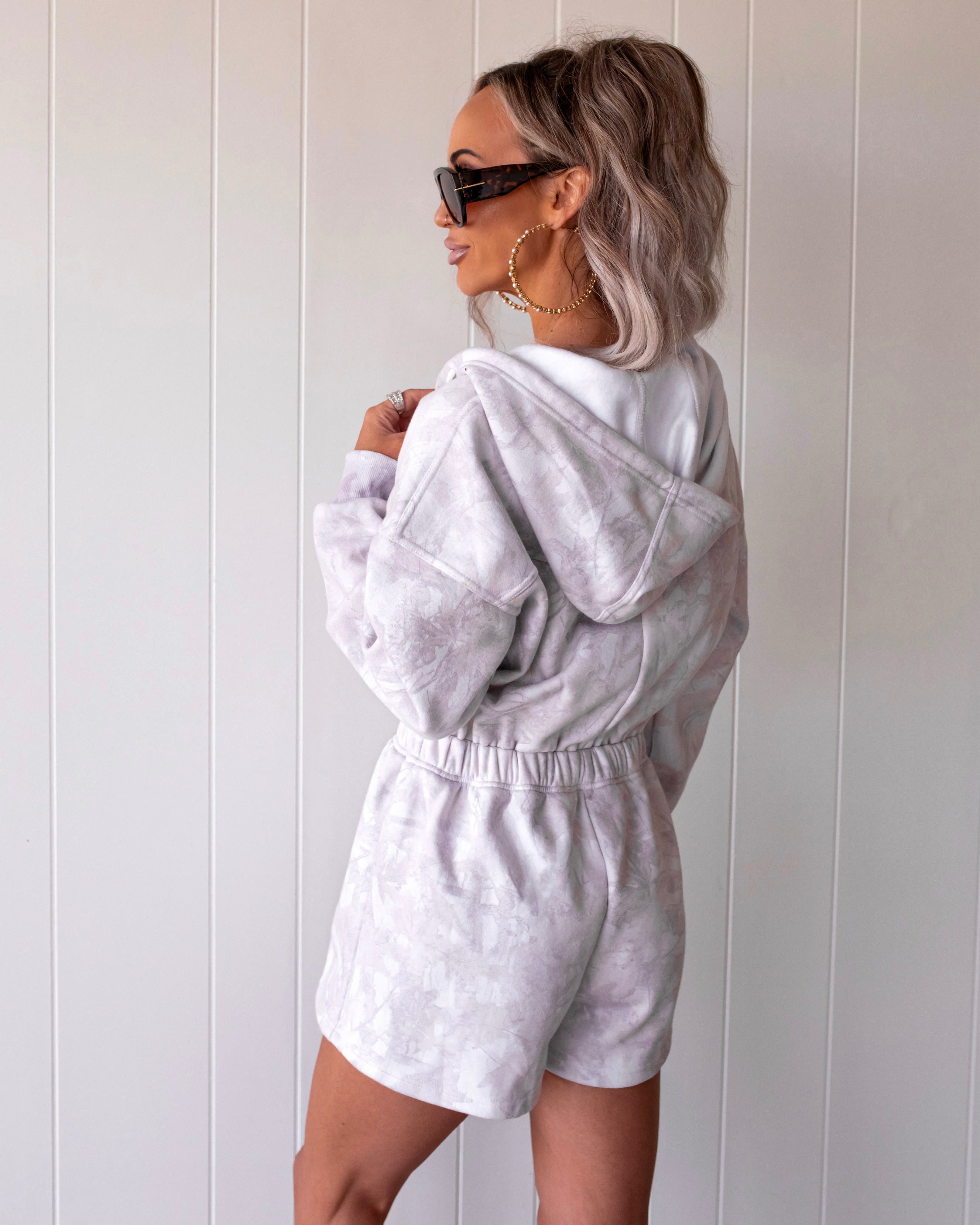 Backwoods Babe Hooded Romper - Cream Camo