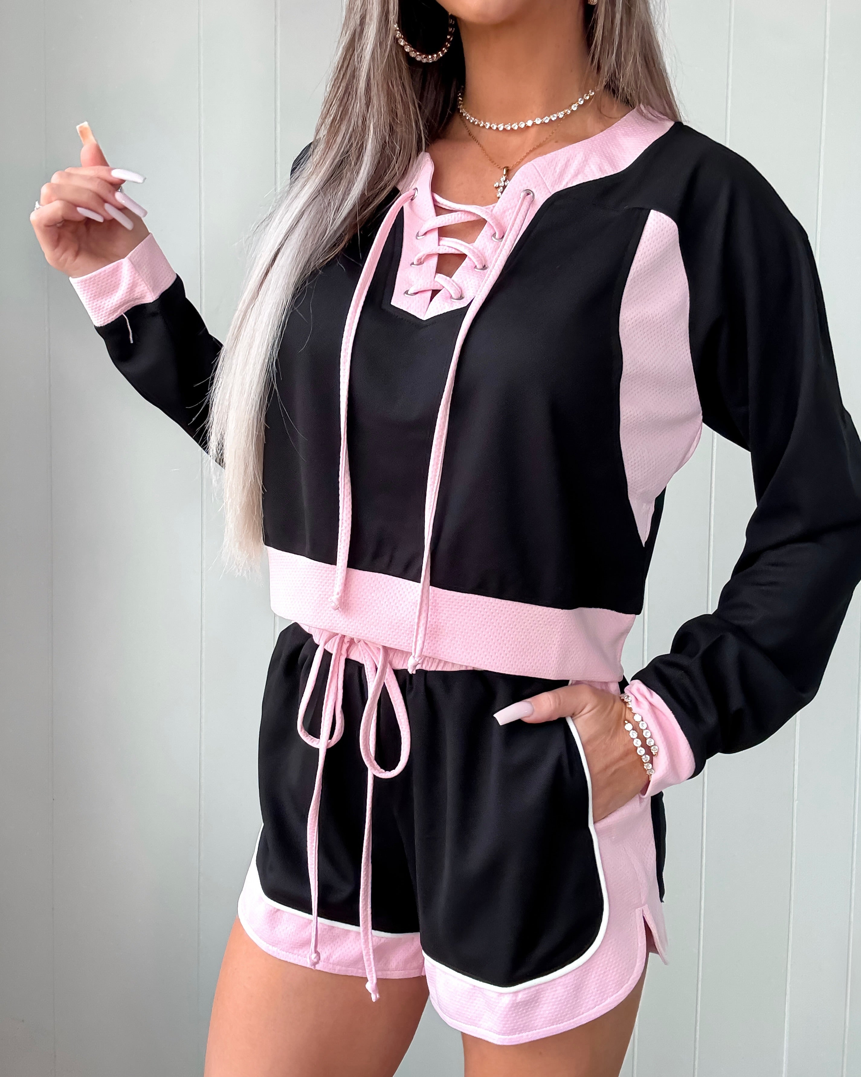 Skye Sporty Shorts Set - Black
