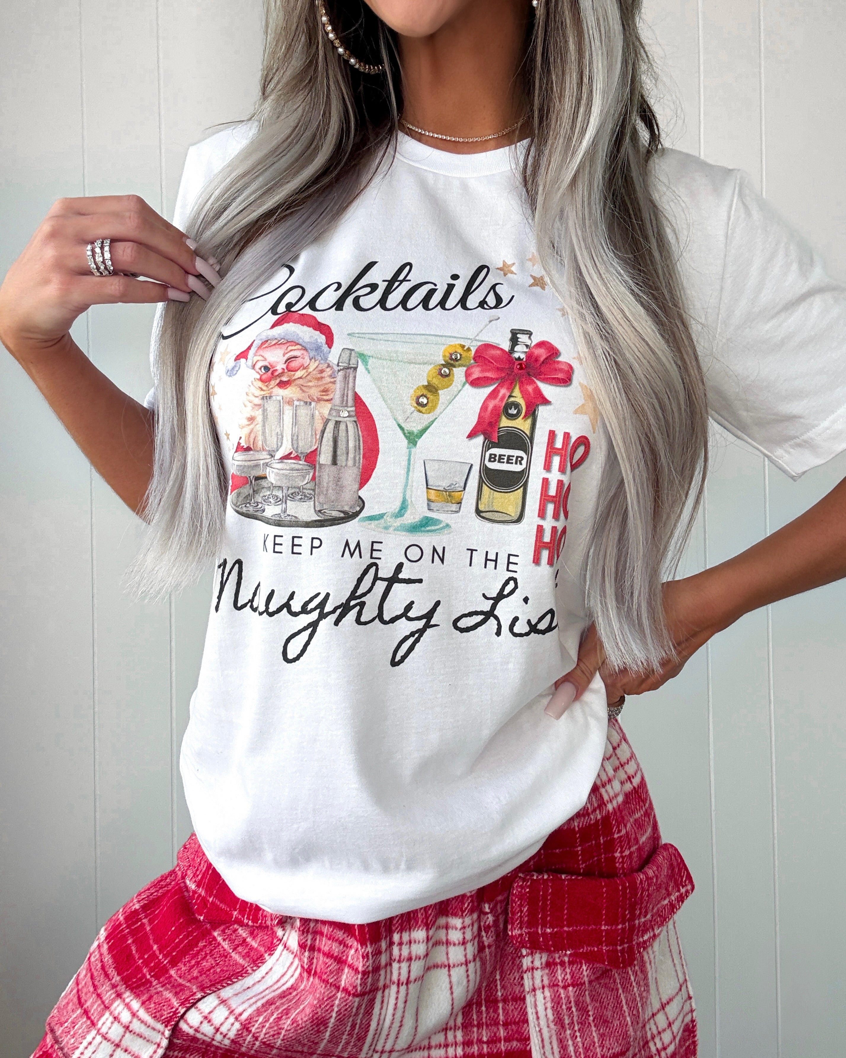 Naughty List Graphic Tee - White