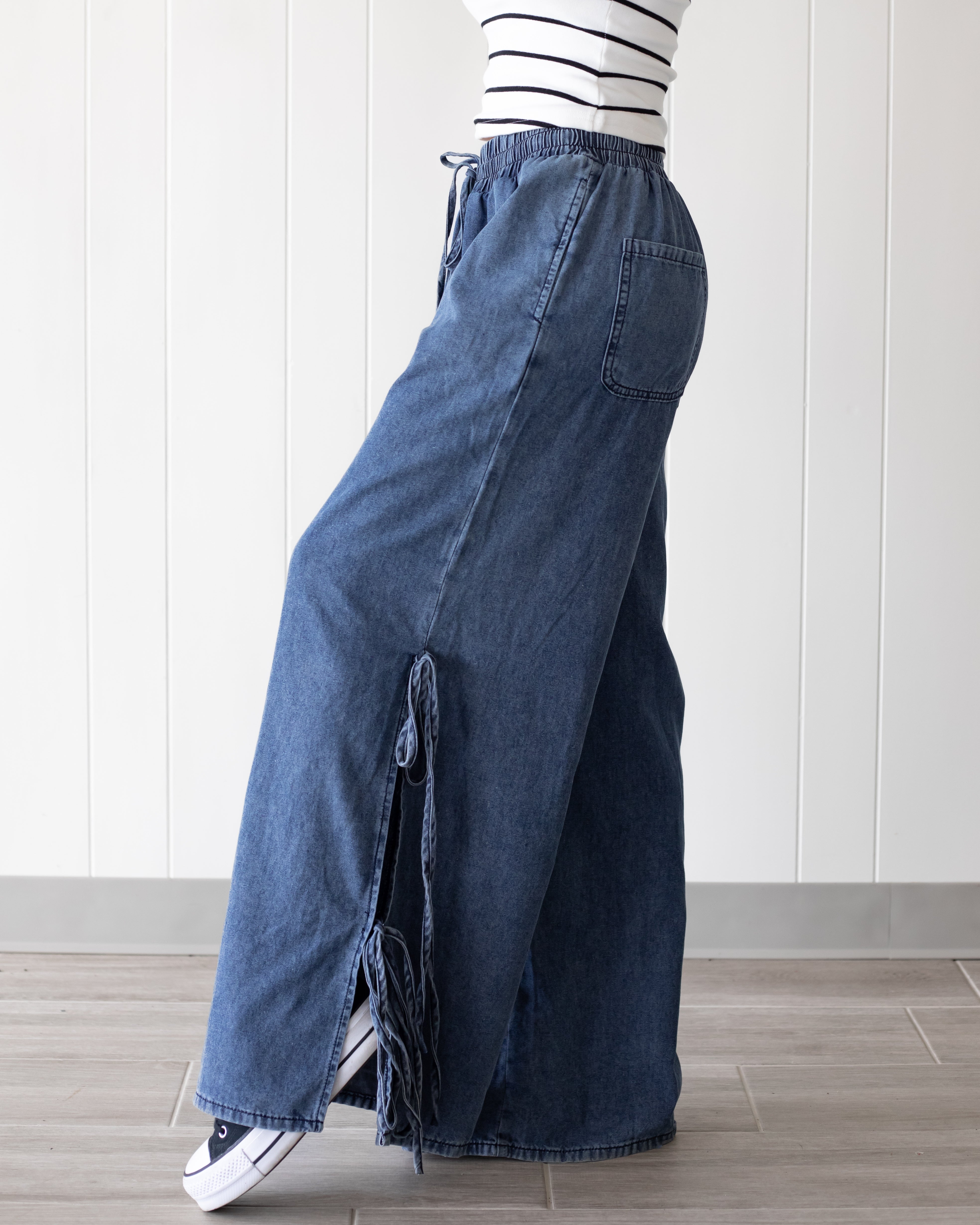 Coastal Drift Wide Leg Denim Pants