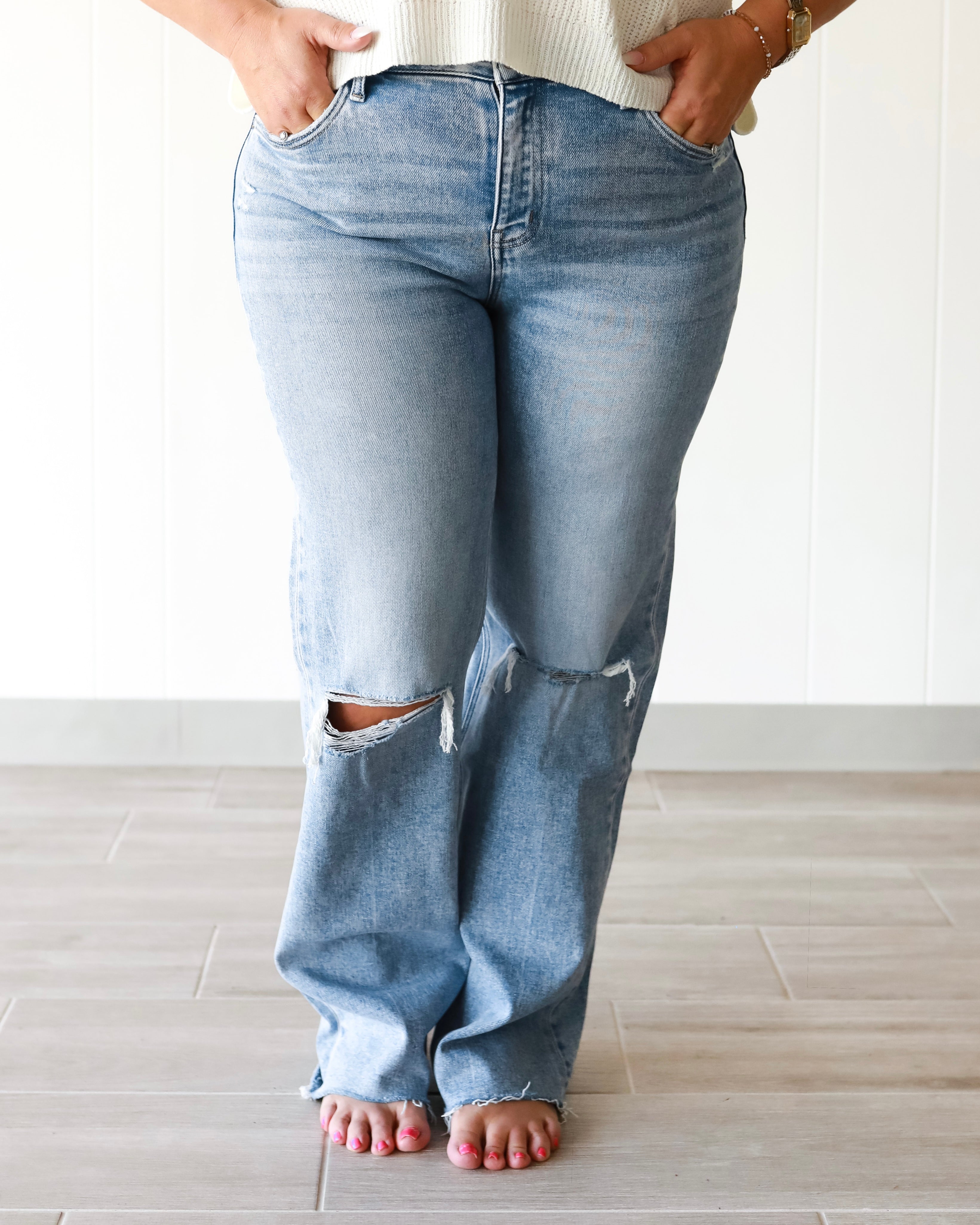 Glorietta High Rise Slim Wide Leg Jeans