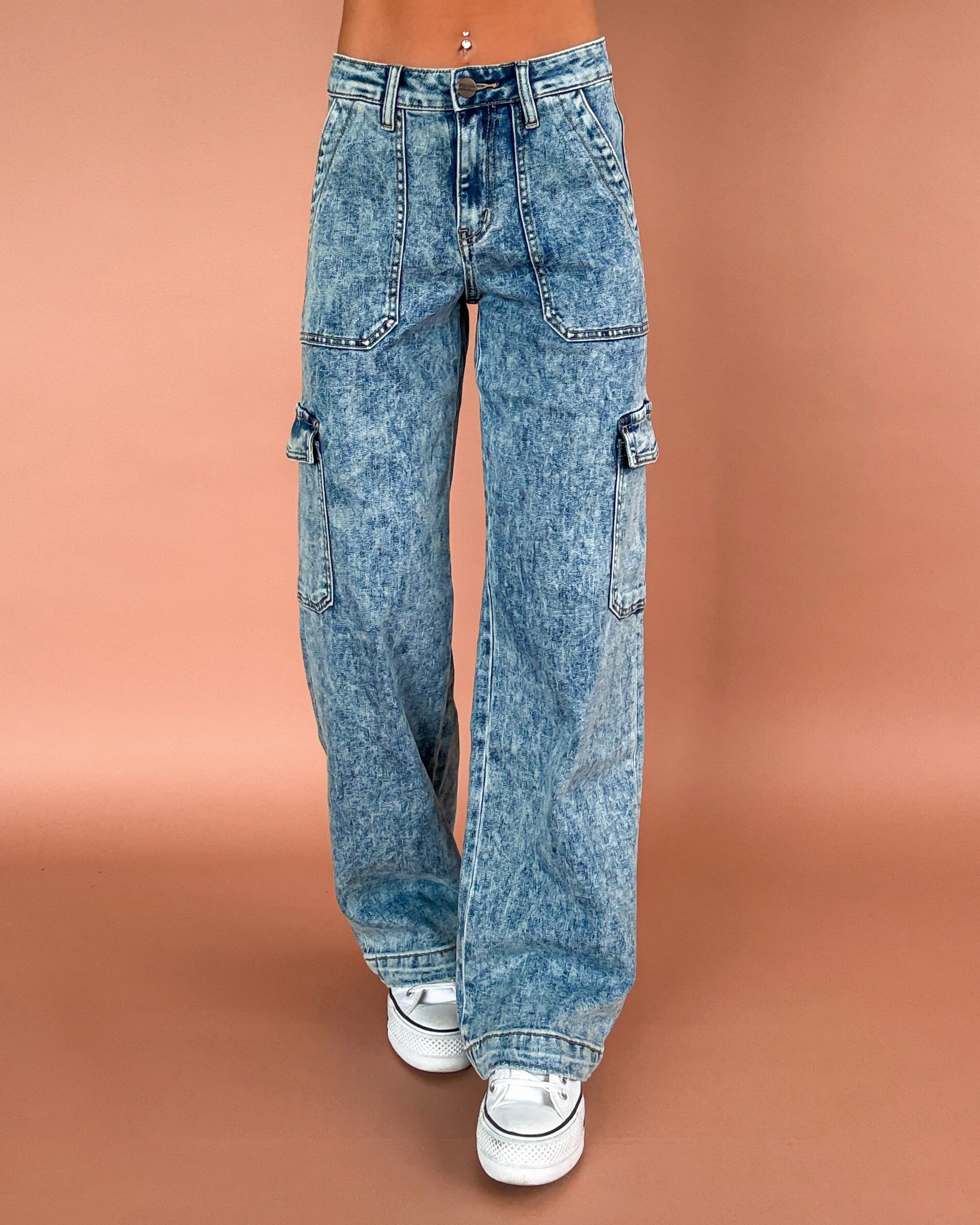 Nova Cargo High Rise Jeans - Acid Wash
