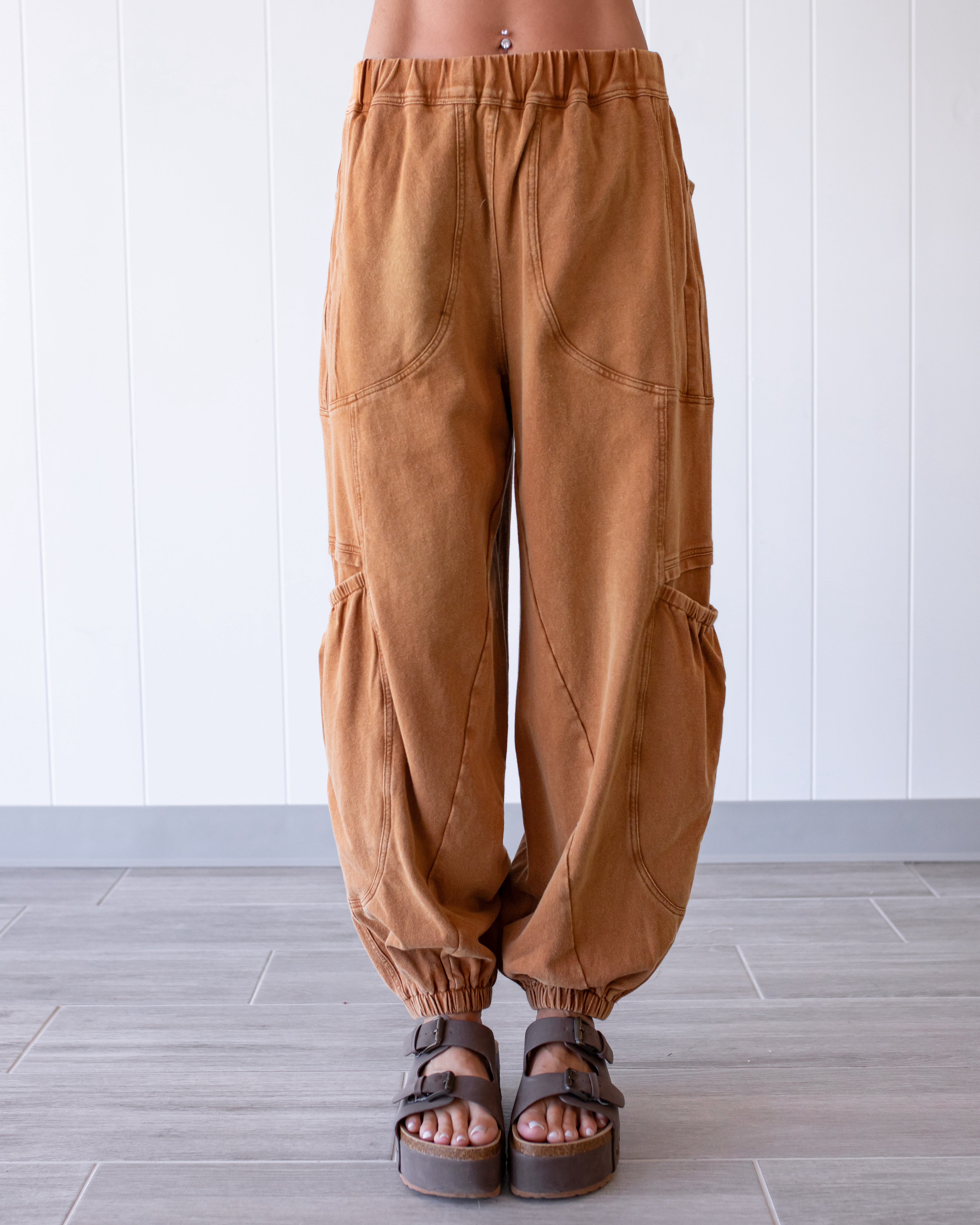 Golden Hour Terry Joggers - Wooden Camel