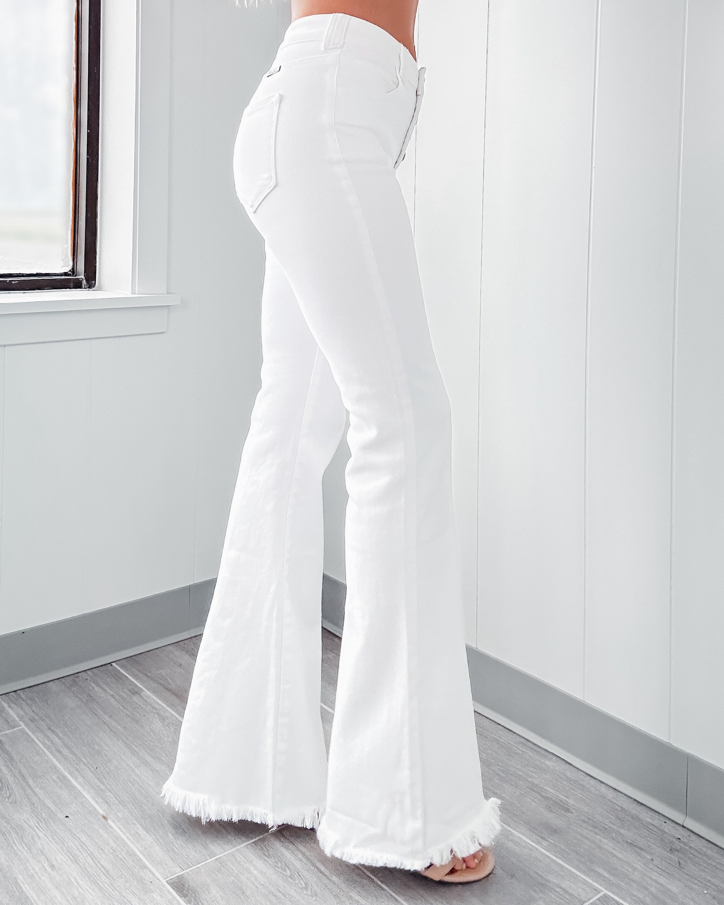 Miley High Rise Flare Jeans - White