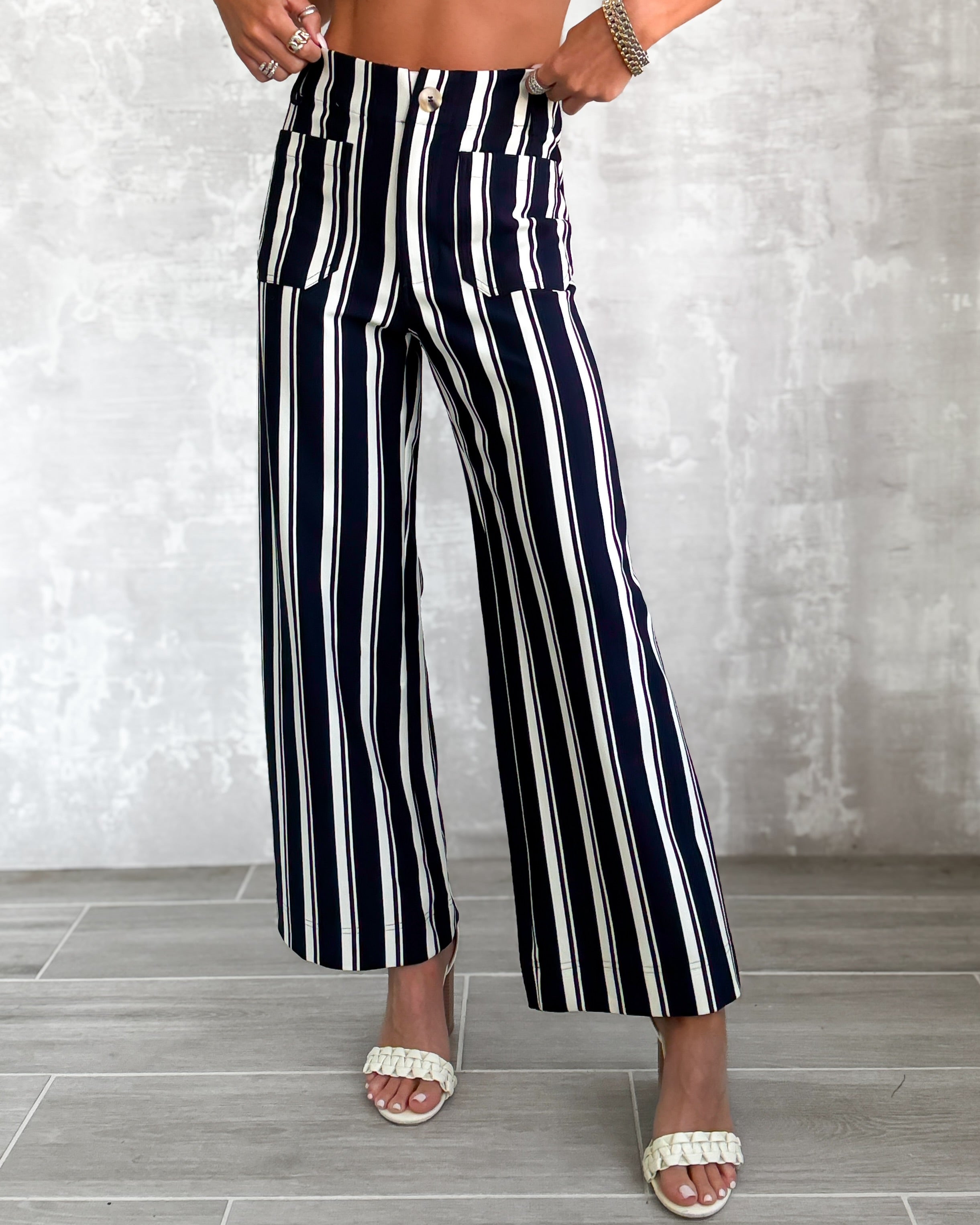 Boss Mode Striped Pants - Navy