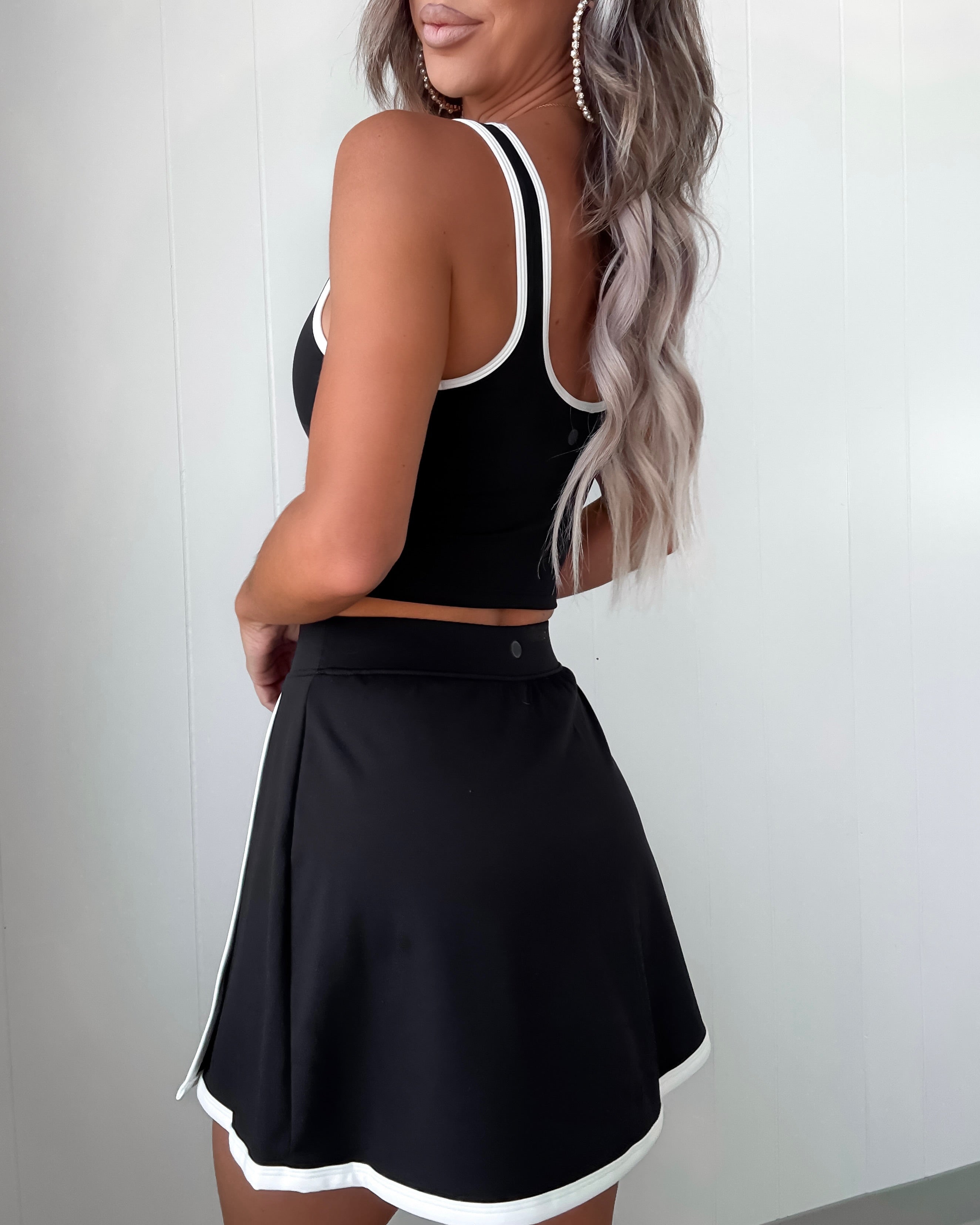 Just Enough Contrast Skort Set - Black