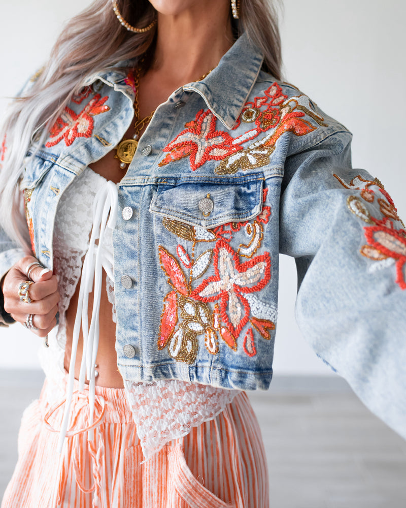 Beaded Reverie Embellished Denim Jacket