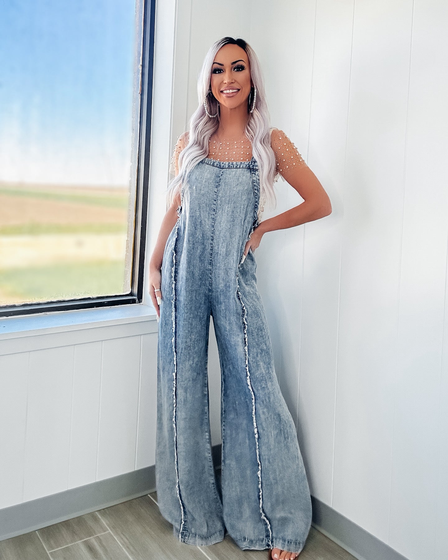 Keep Up With Me Mineral Washed Jumpsuit - Denim