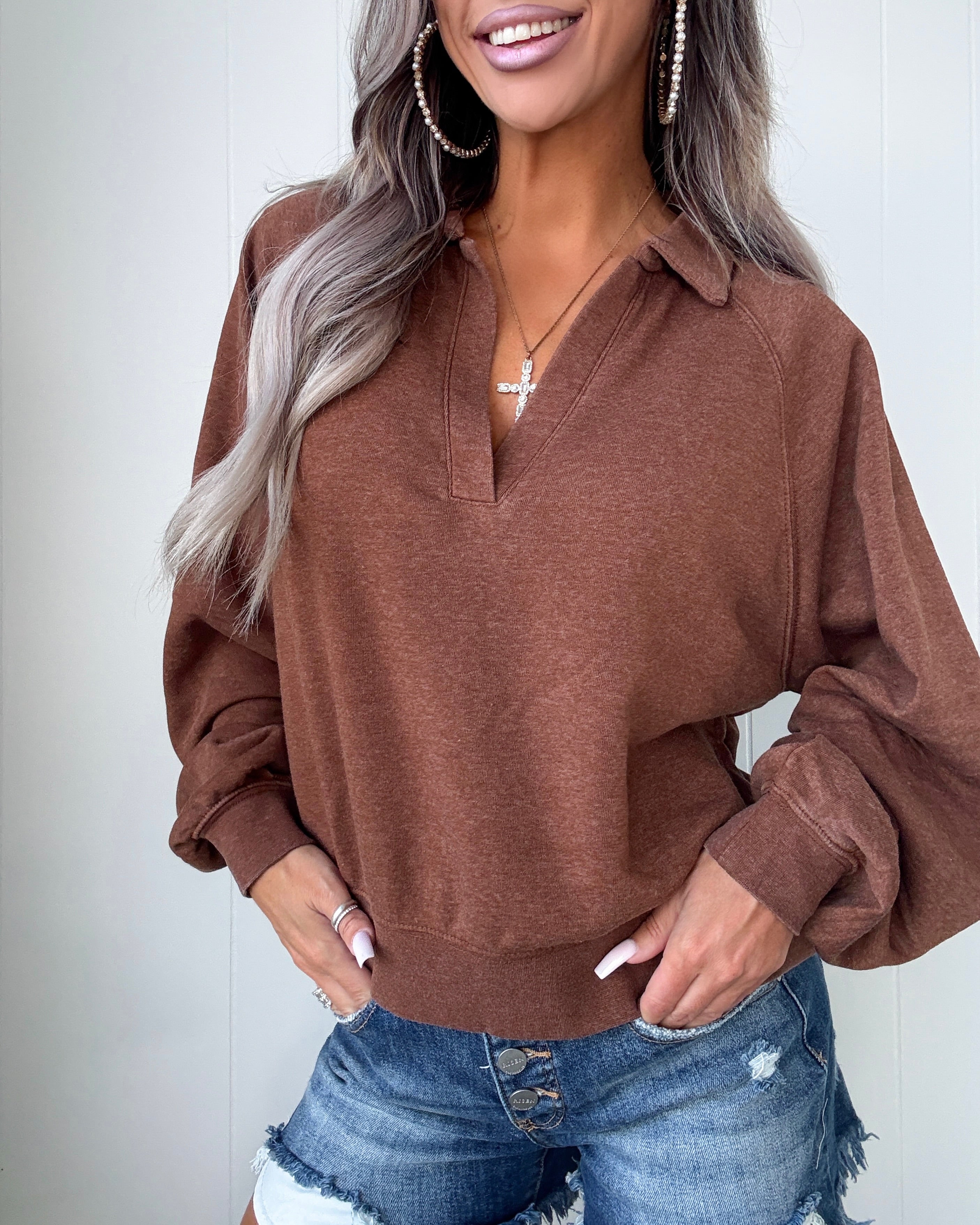 Soft Whispers 1/4 Zip Pullover - Chestnut