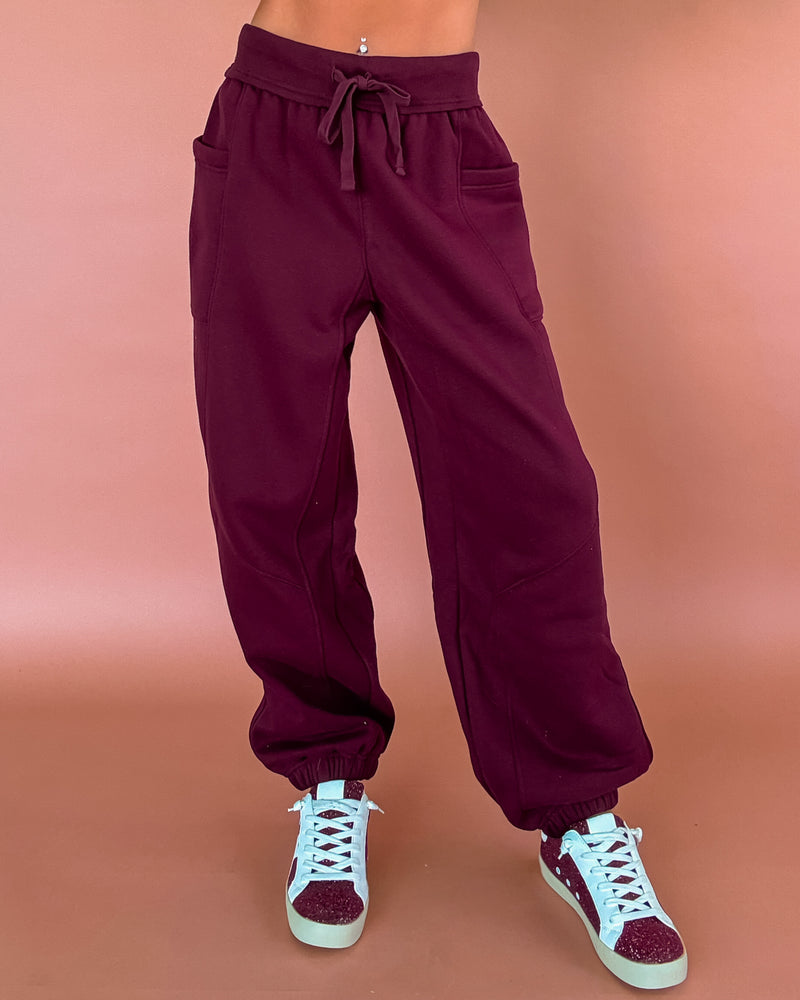 Weekend Crush Fleece Joggers - Dark Cherry