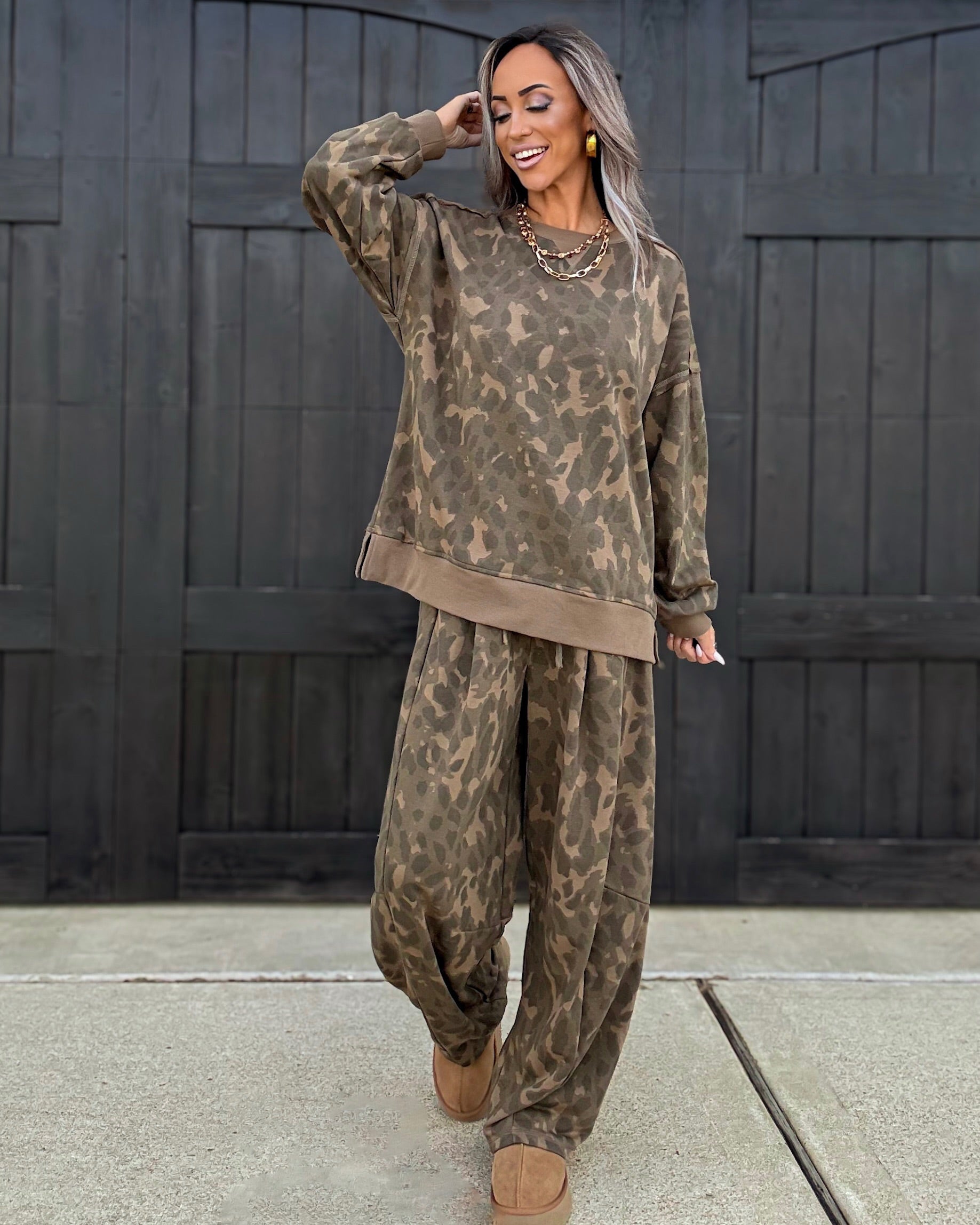 Leopard After Dark Sweatpants - Mocha