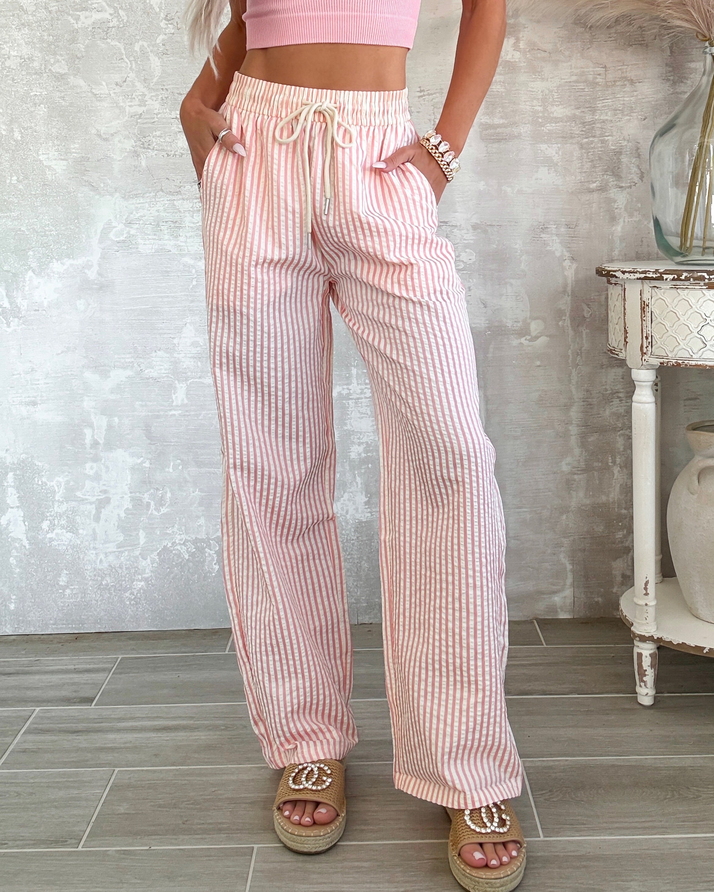 Bayside Striped Pants - Pink