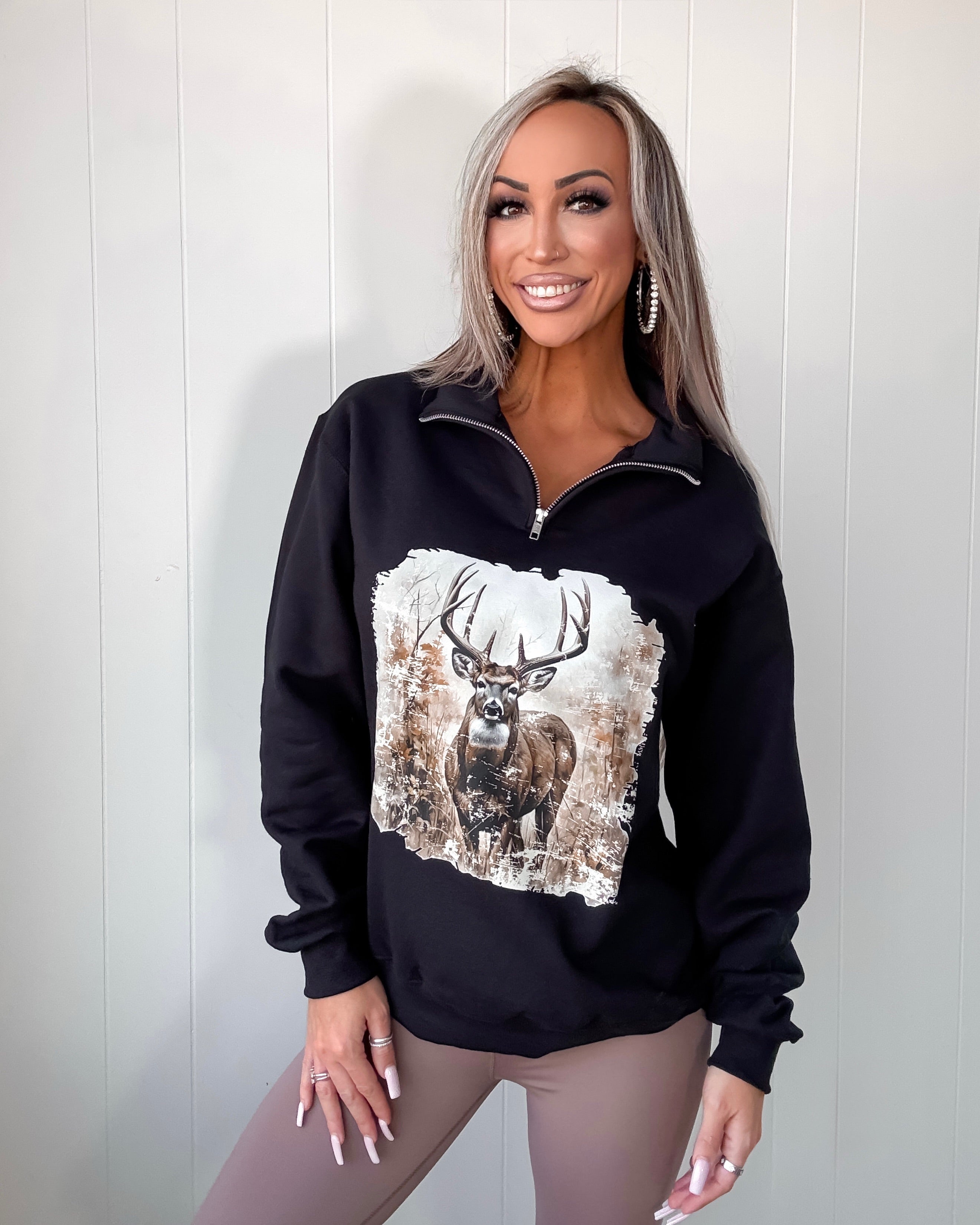 Big Bucks Quarter Zip Up - Black