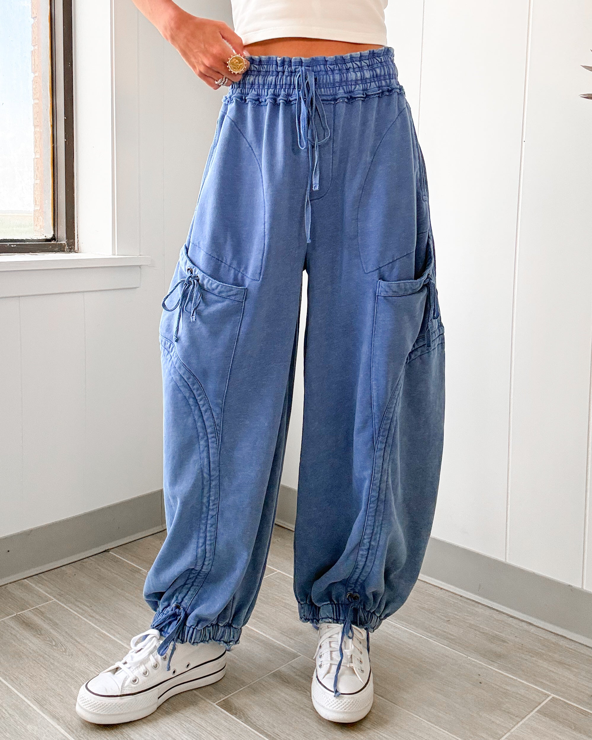 Rosie Balloon Tie Pants - Blue