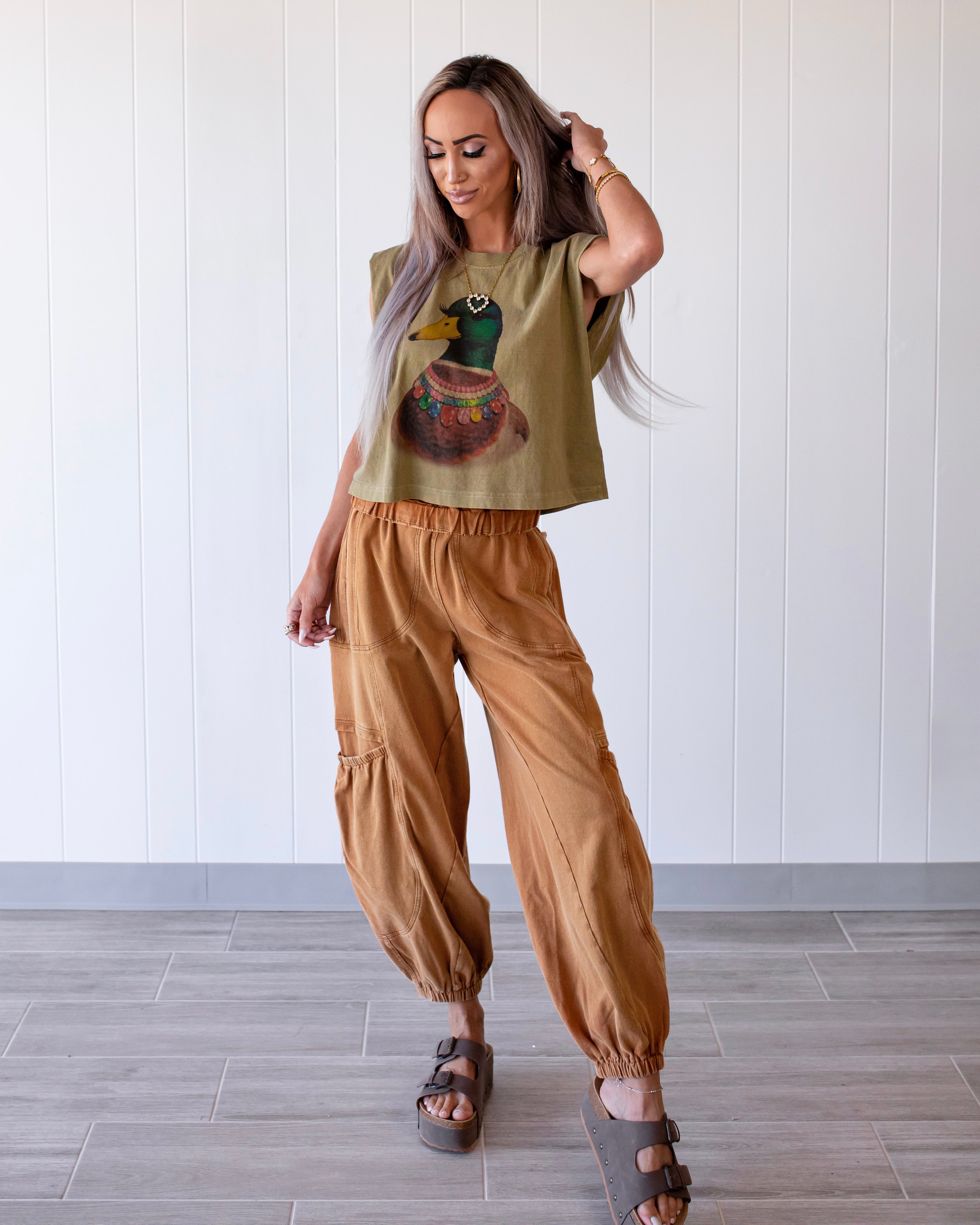 Golden Hour Terry Joggers - Wooden Camel