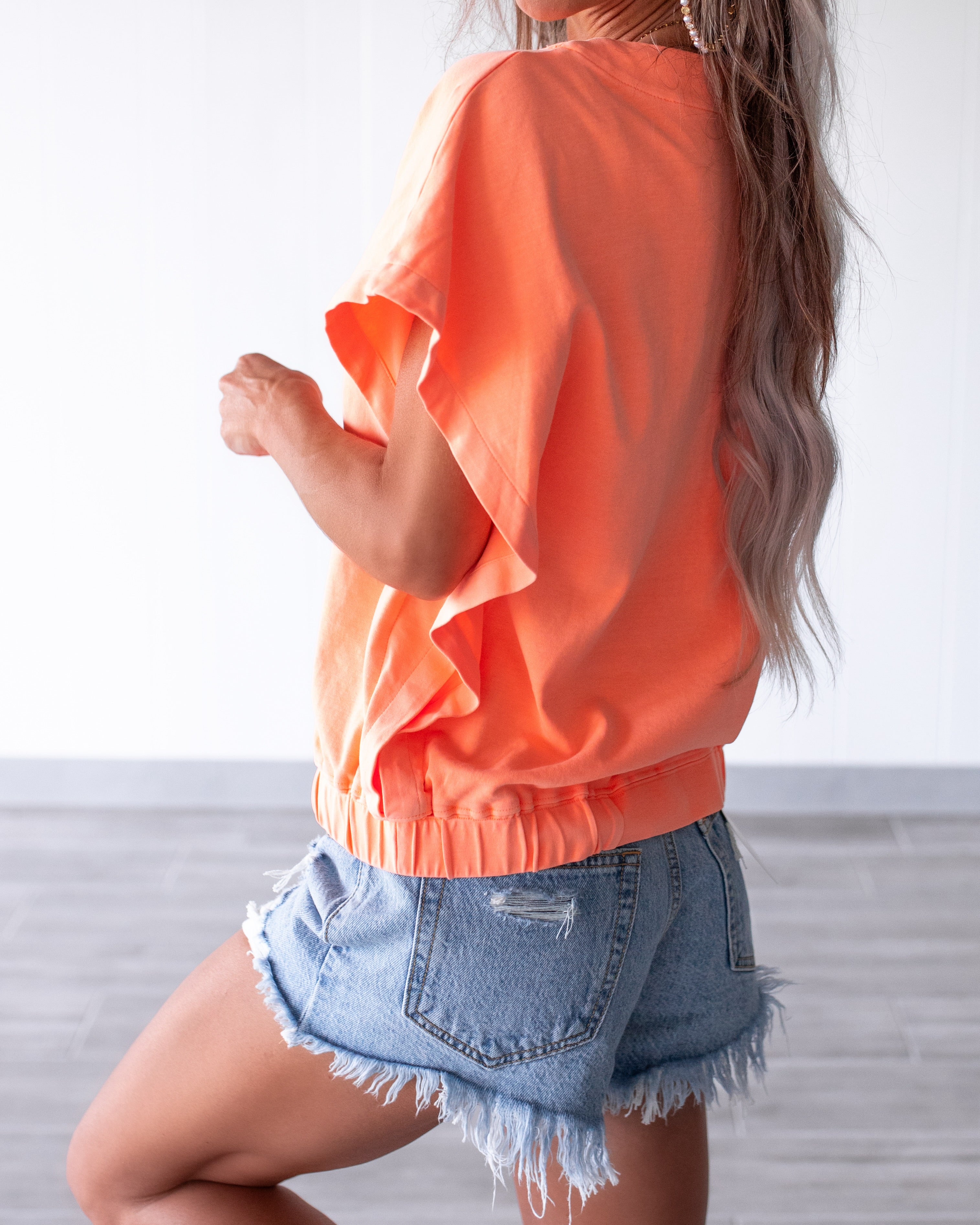 Citrus Crush Flowy Top - Neon Orange