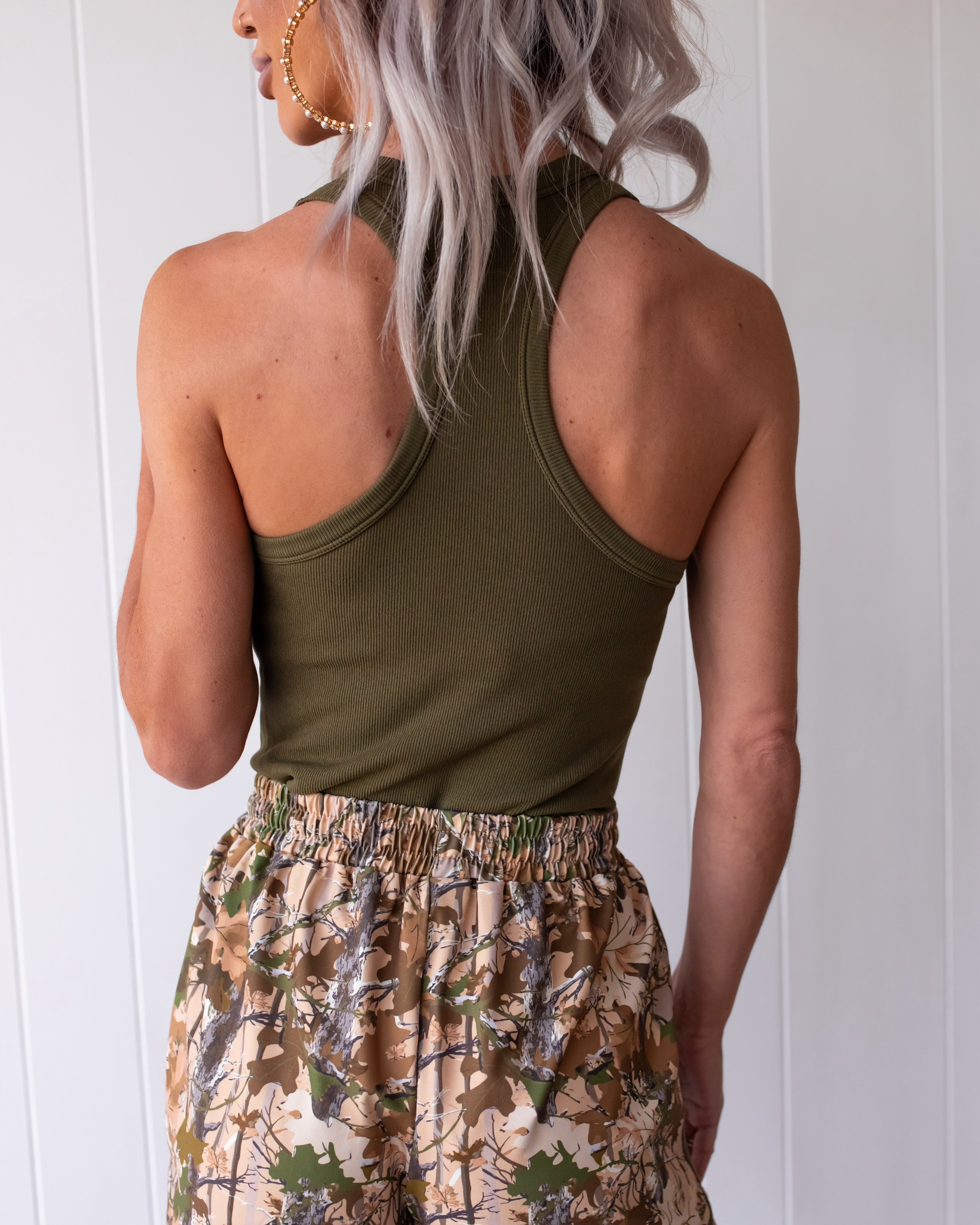 Dainty Rib Racerback Tank - Ivy Green