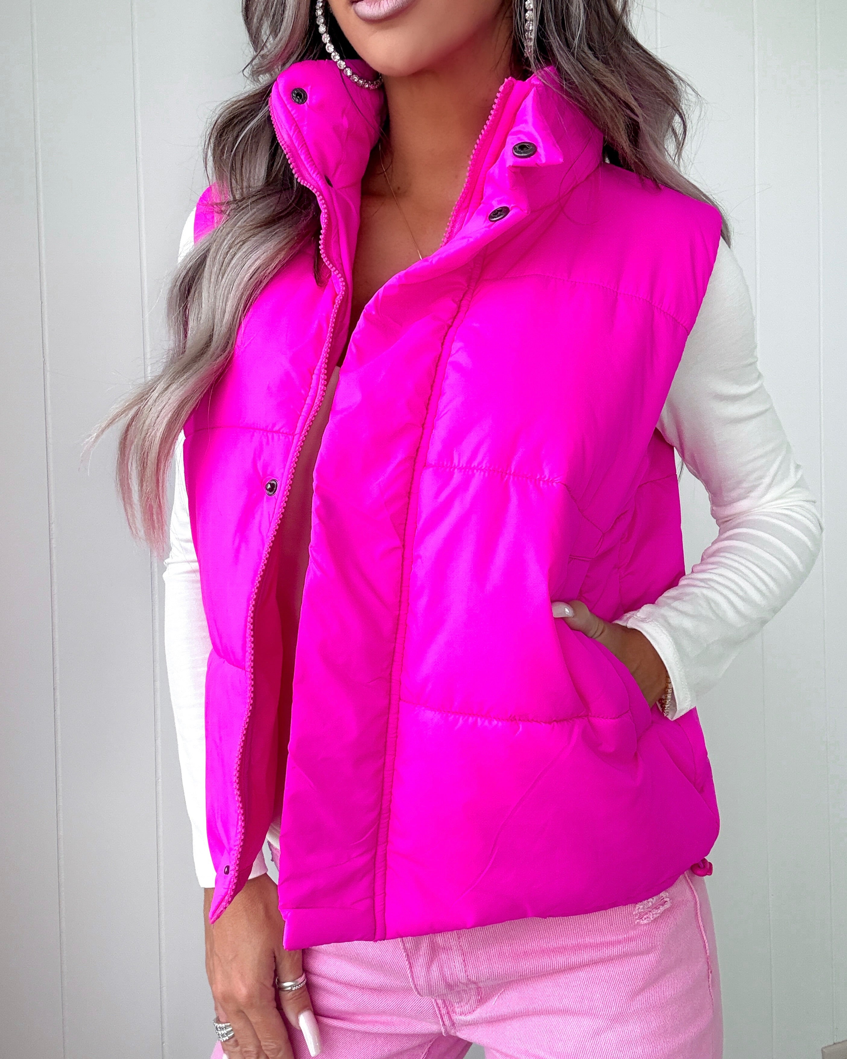 Frosted Femme Puffer Vest - Pink