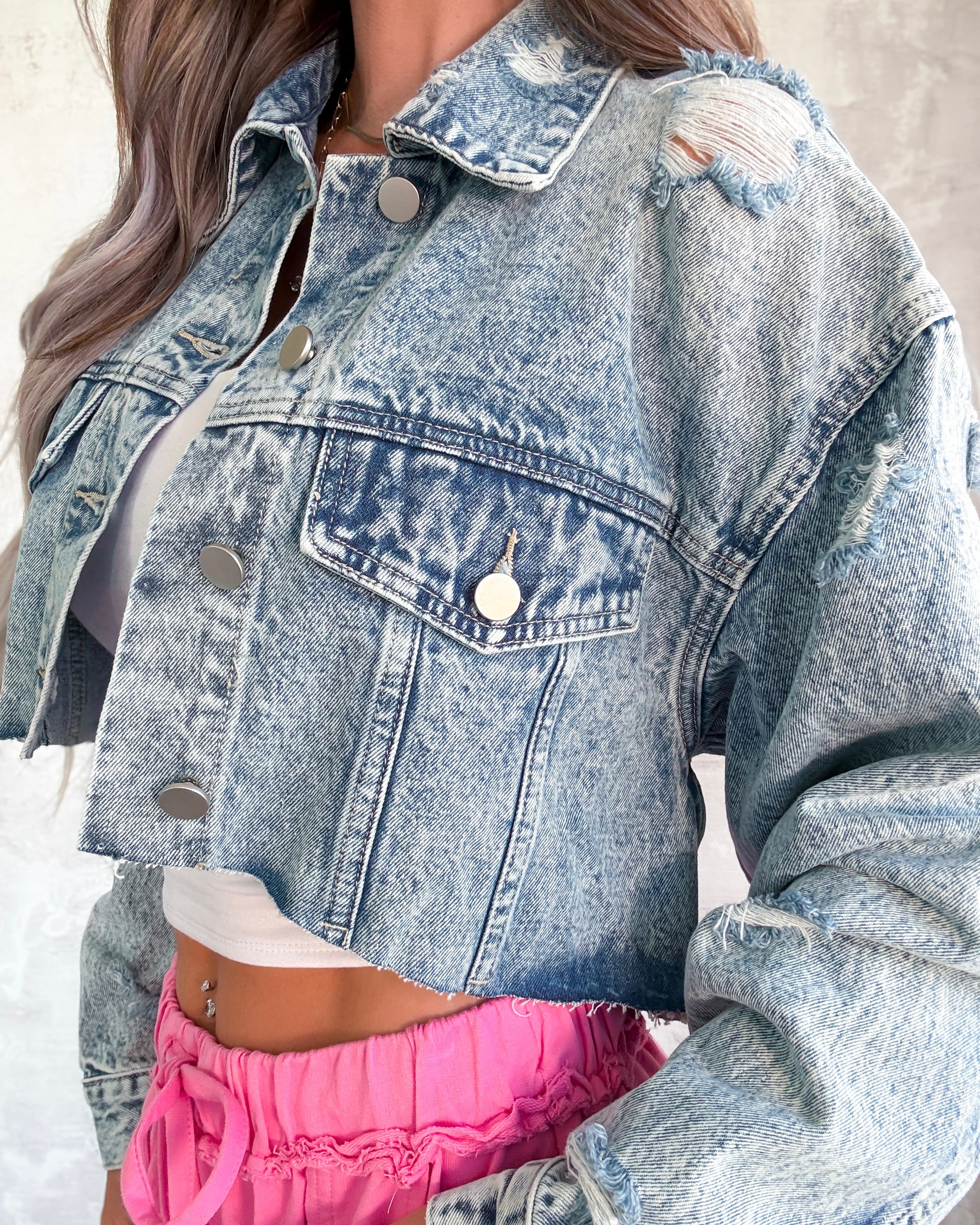 Undone Denim Crop Jacket