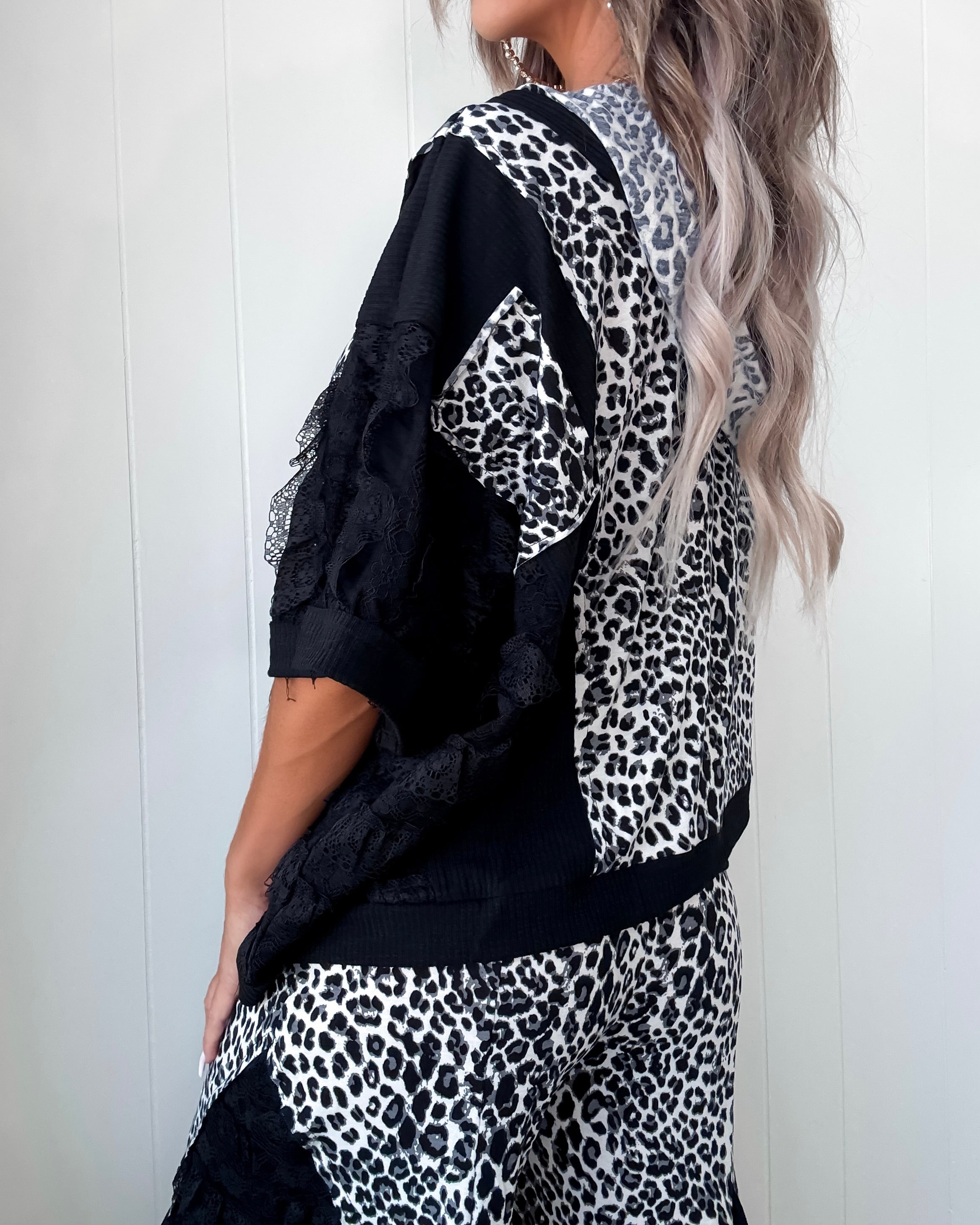 Untamed Grace Leopard & Lace Zip Up - Black