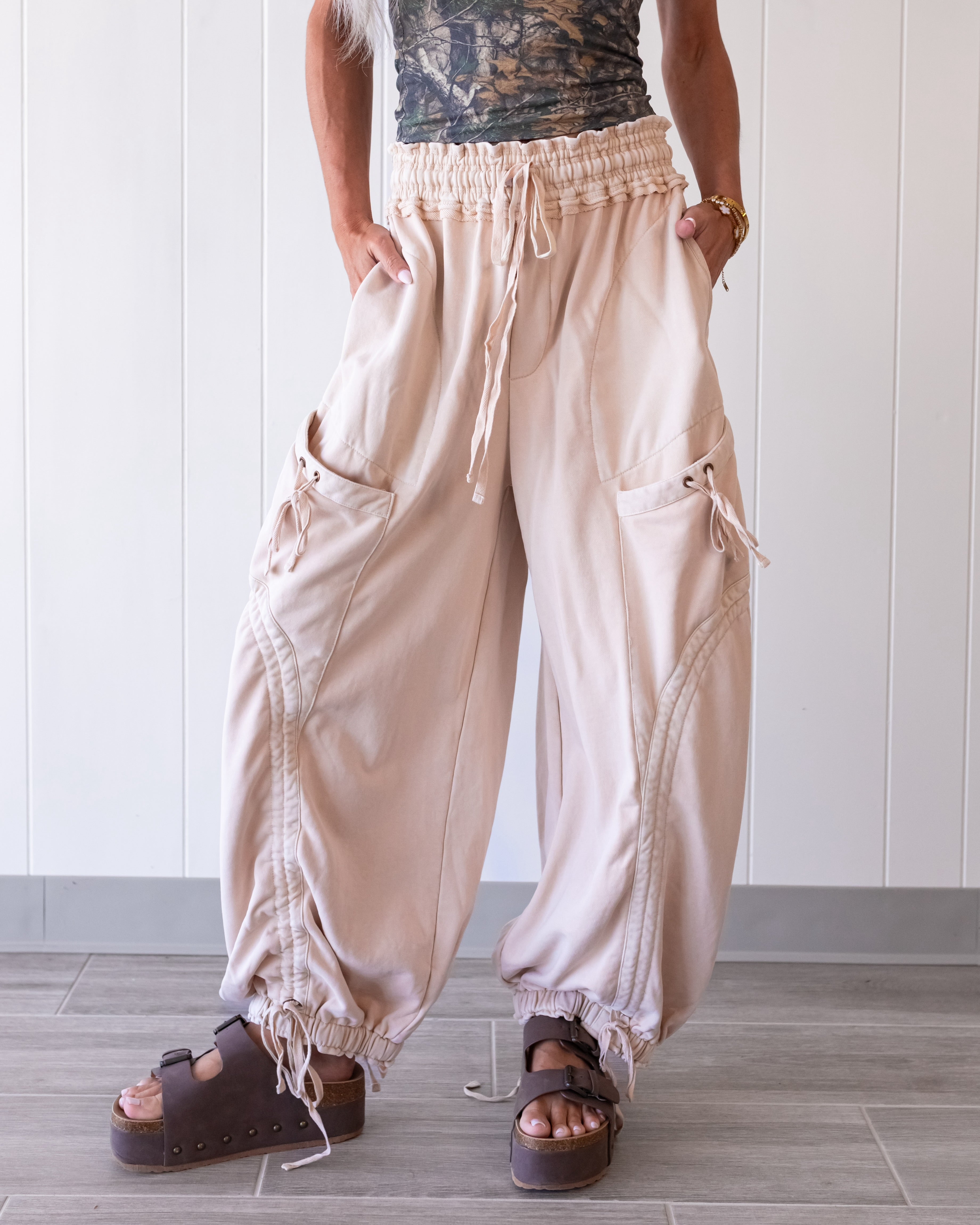 Rosie Balloon Tie Pants - Oat