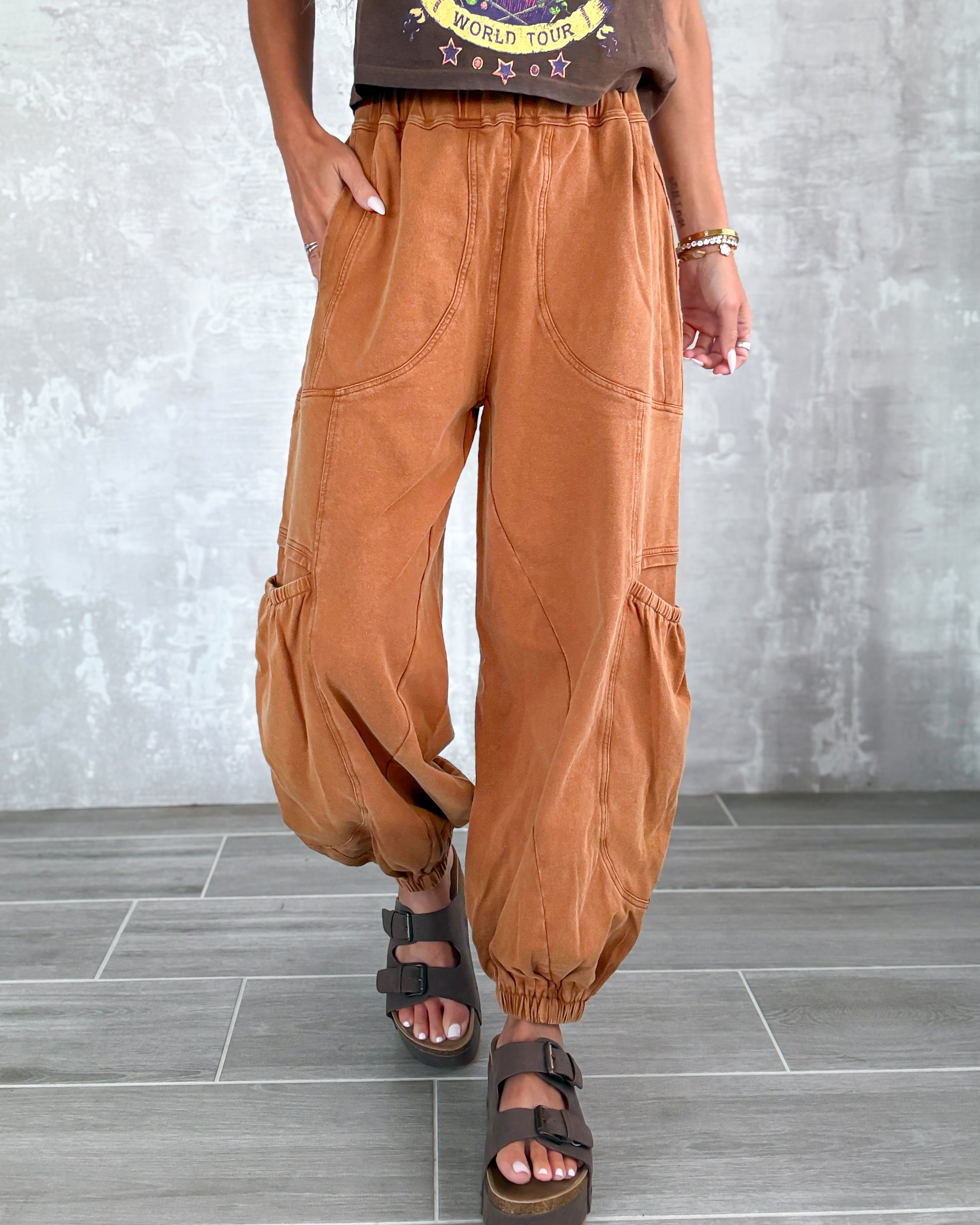 Golden Hour Terry Joggers - Wooden Camel