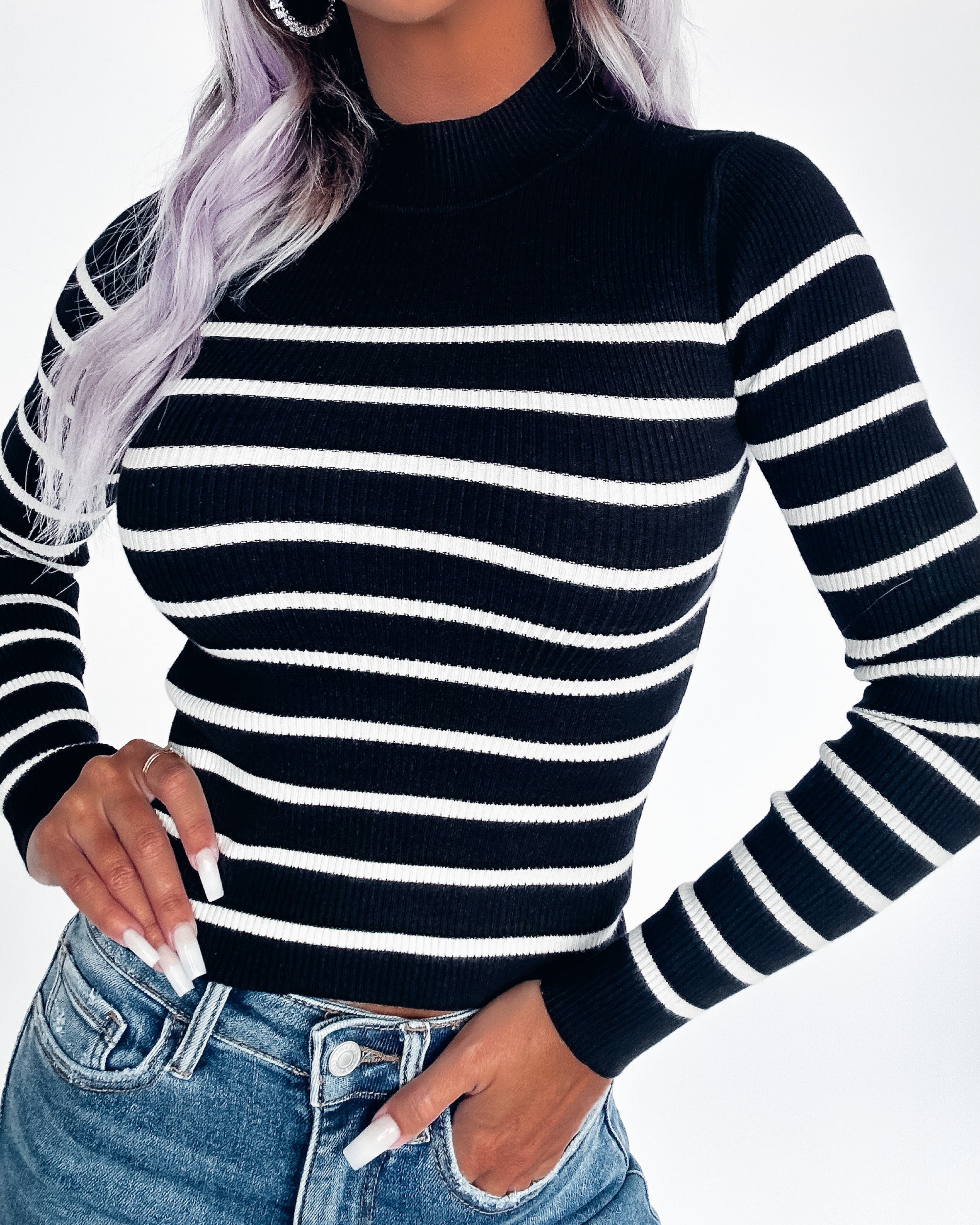 Serenity Striped Sweater- Black
