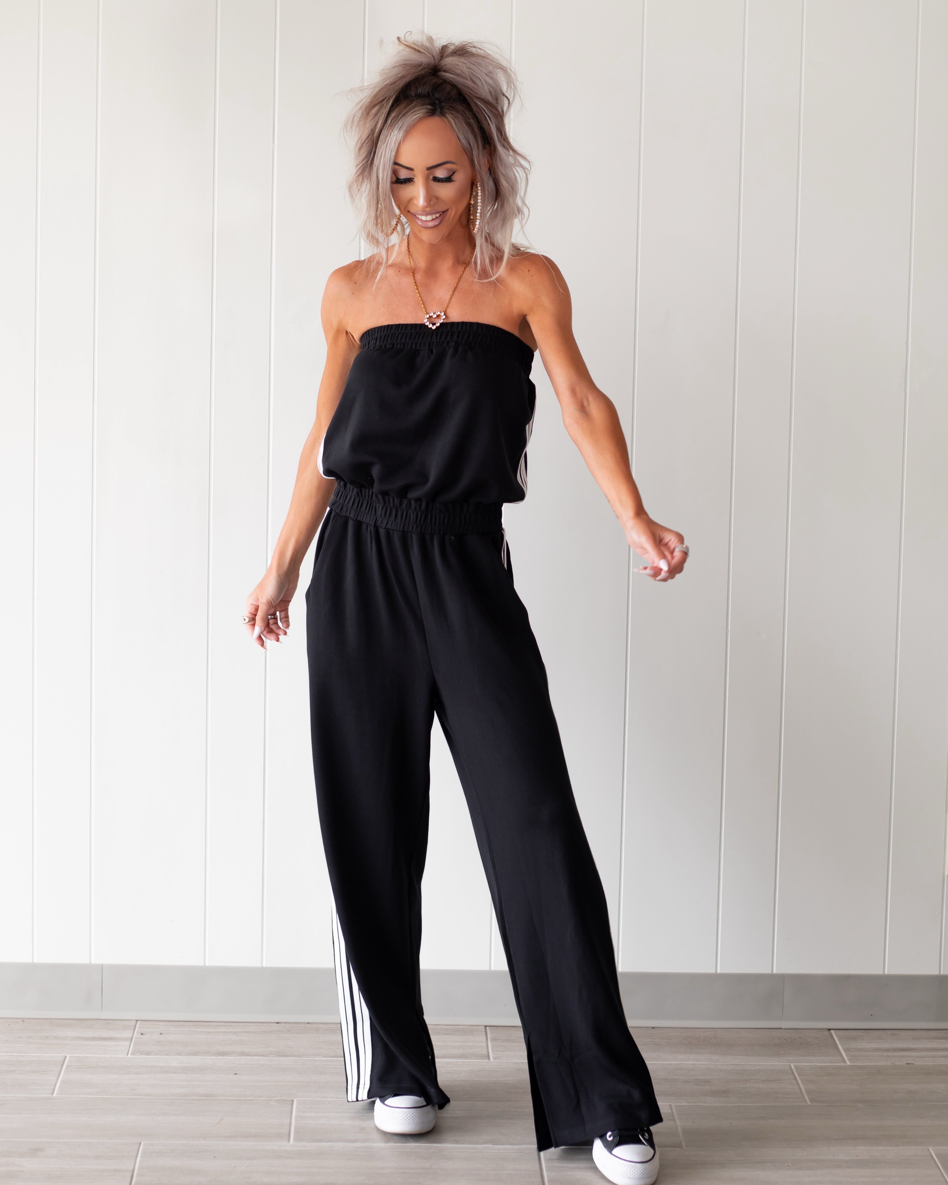 Sideline Slay Jumpsuit - Black