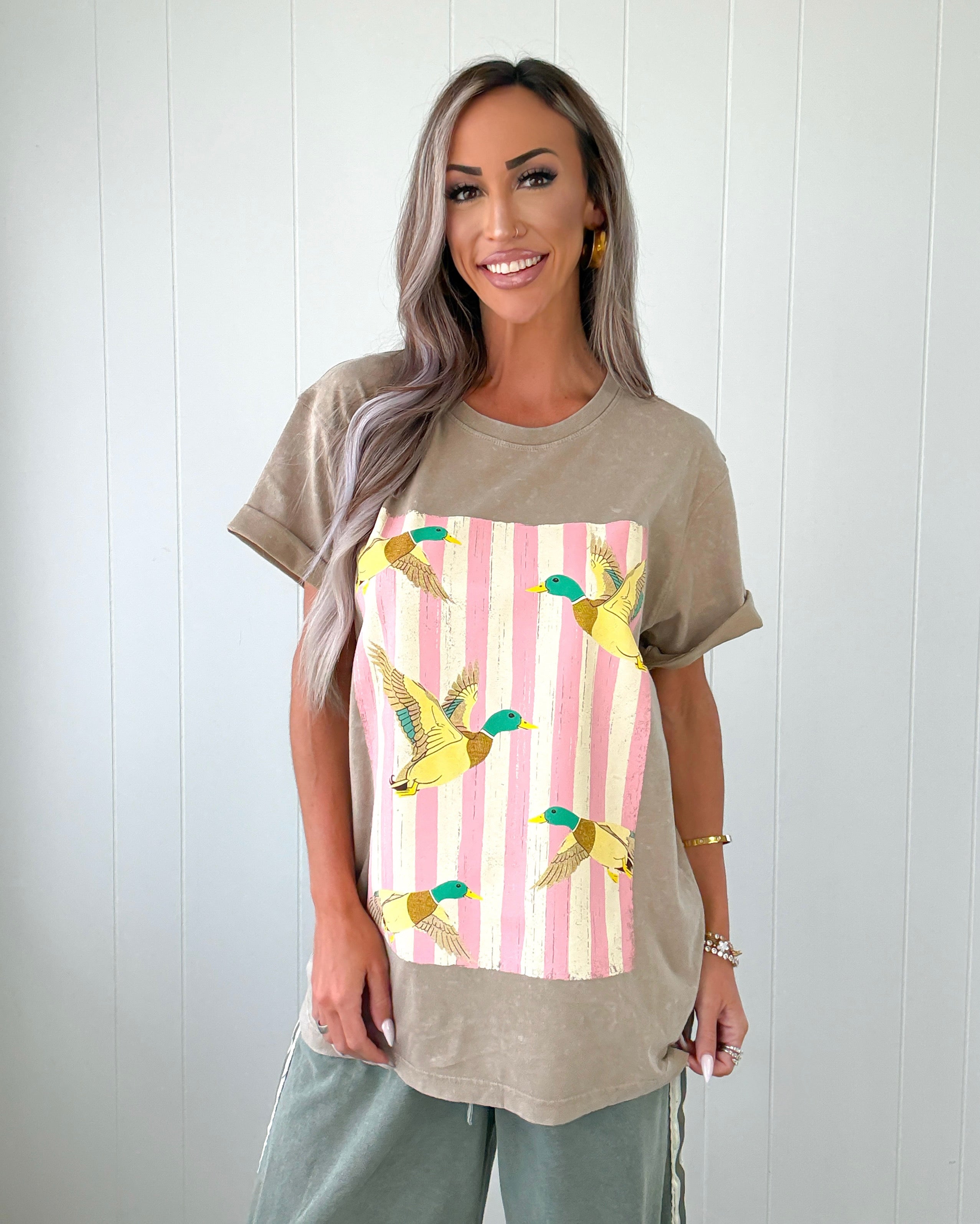 Mallard Mood Oversized Tee - Mocha