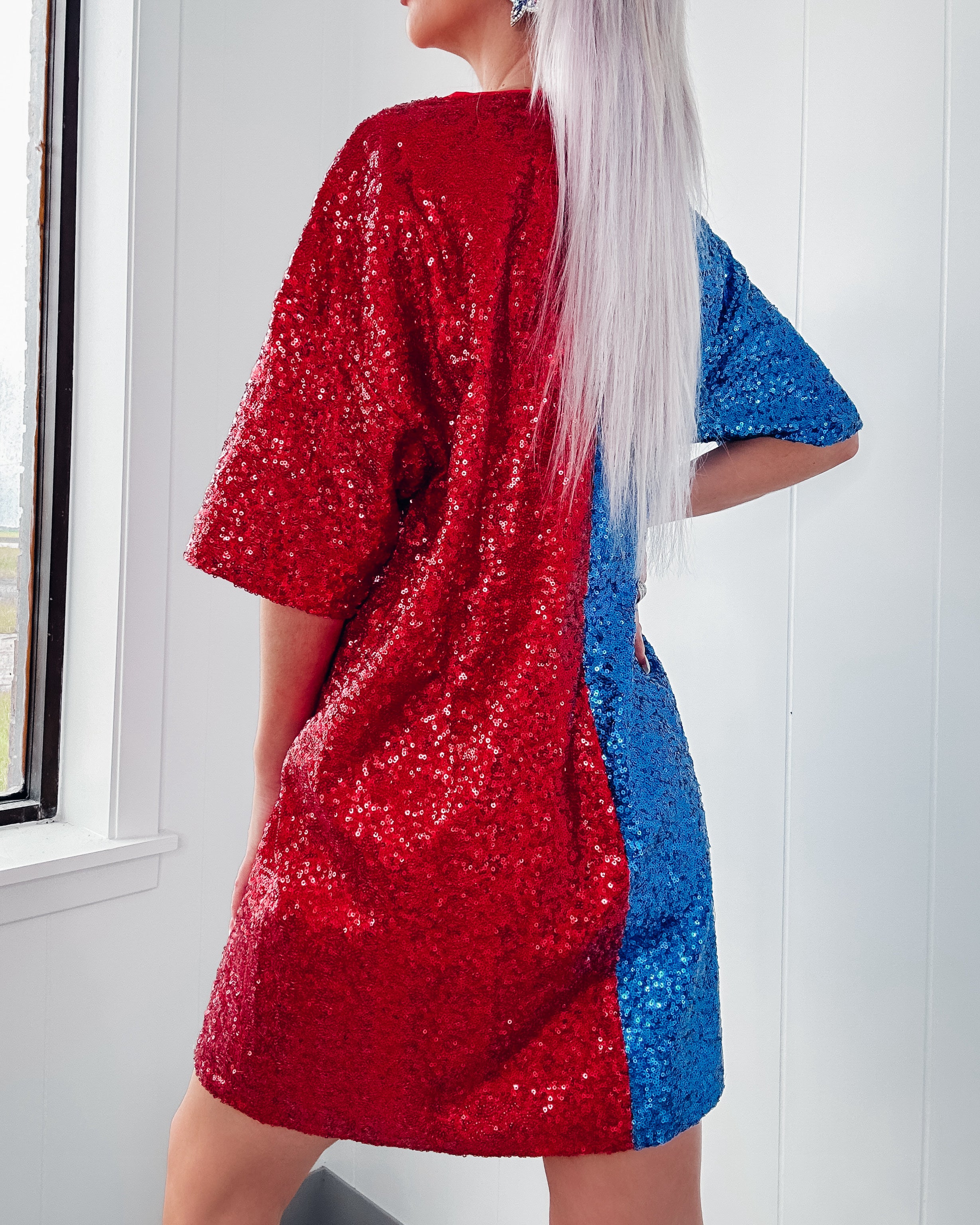 Starstruck Sequin Dress - Red/Blue Small Starstruck Sequin Dress - Red/Blue Small