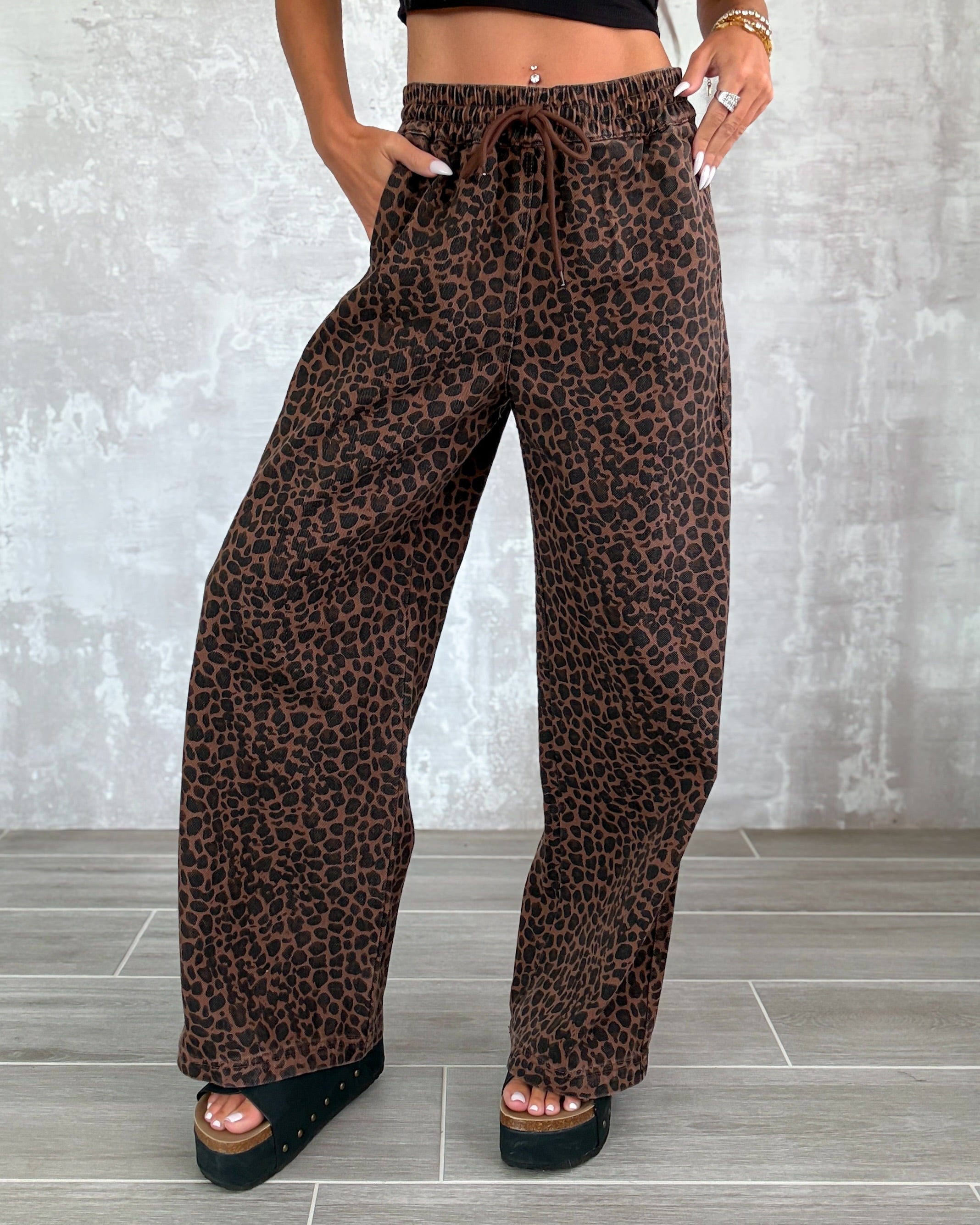 Wild Stride Leopard Denim Pants