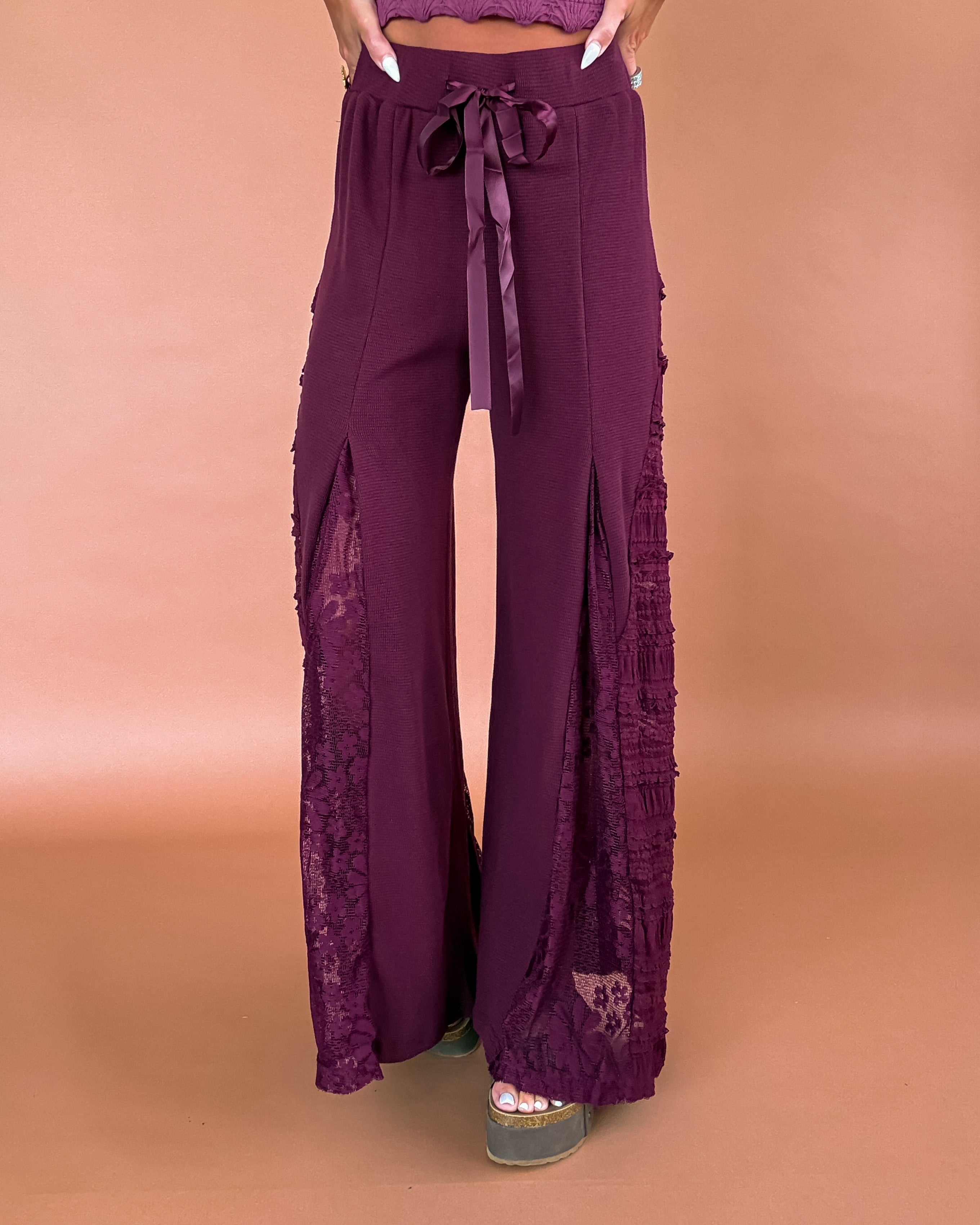 Paris Love Lace Pants - Burgundy