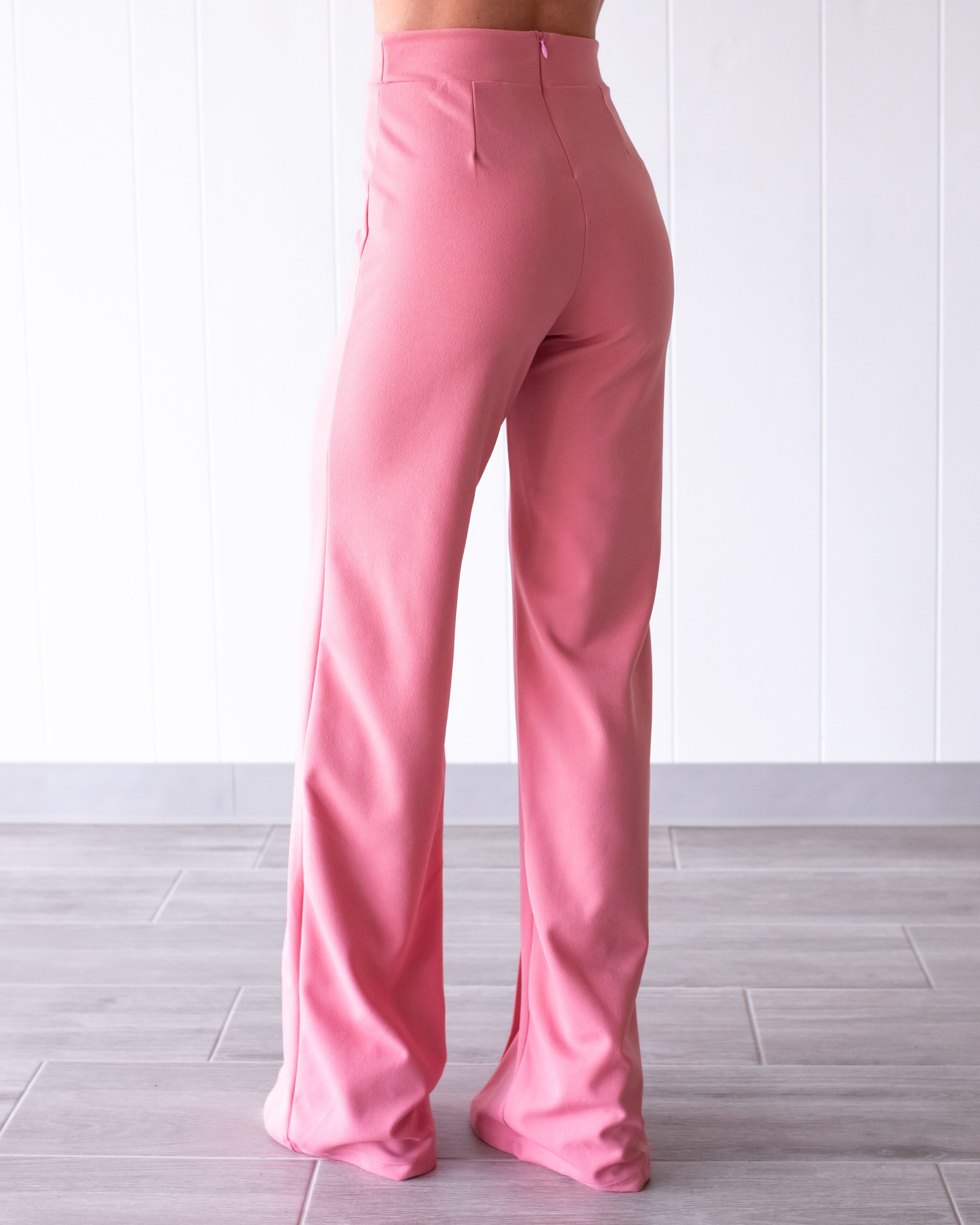 Business Or Pleasure Pleated Flare Pants - Coral Pink