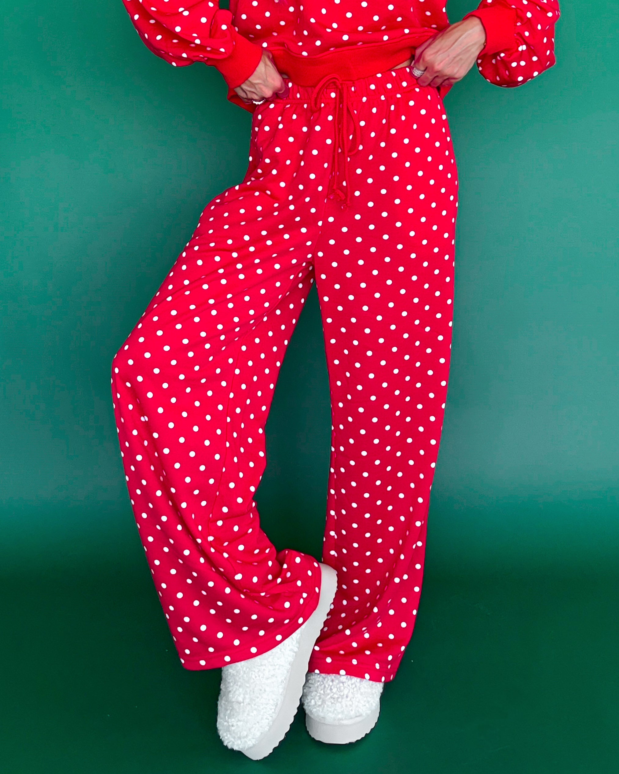 Polka Dot Party Lounge Pants Set - Red