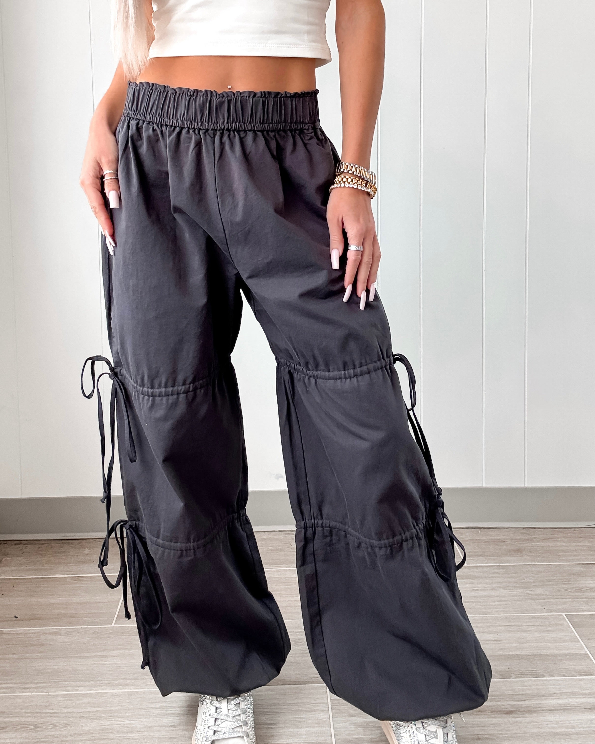 Saylor Side Tie Joggers - Charcoal
